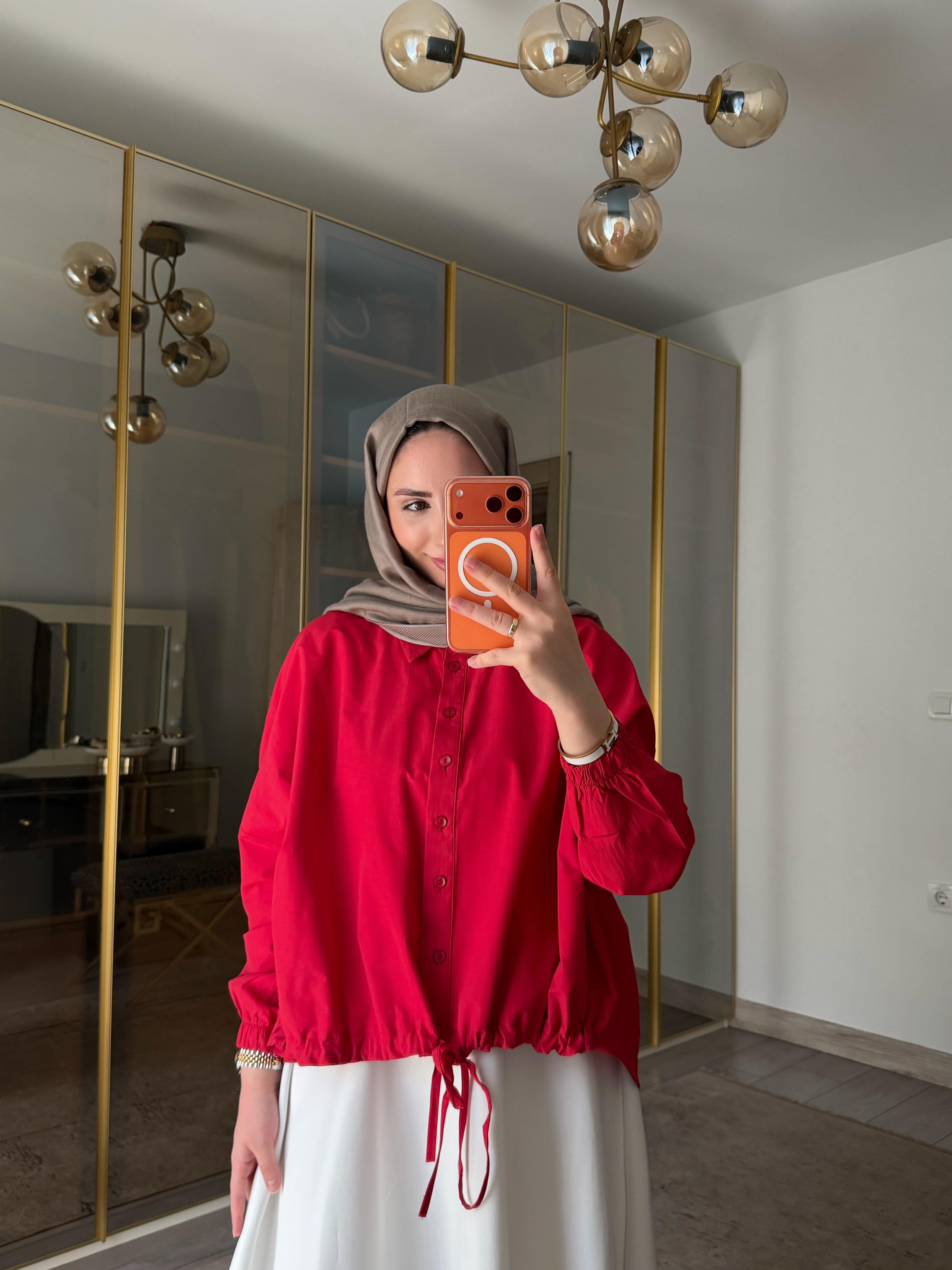 FEZA BOMBER GÖMLEK KIRMIZI