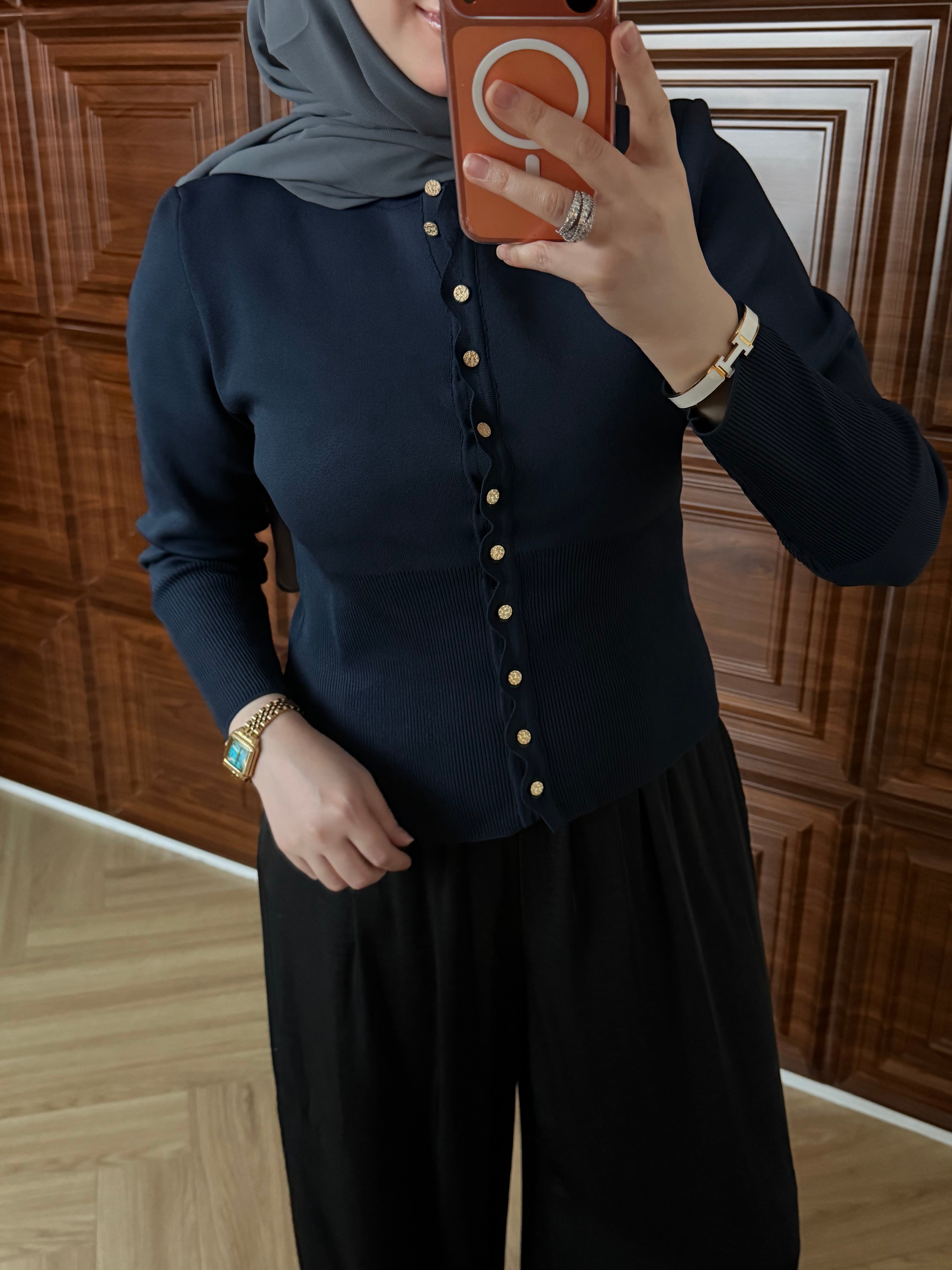 FLOWER MERSERİZE HIRKA LACİVERT