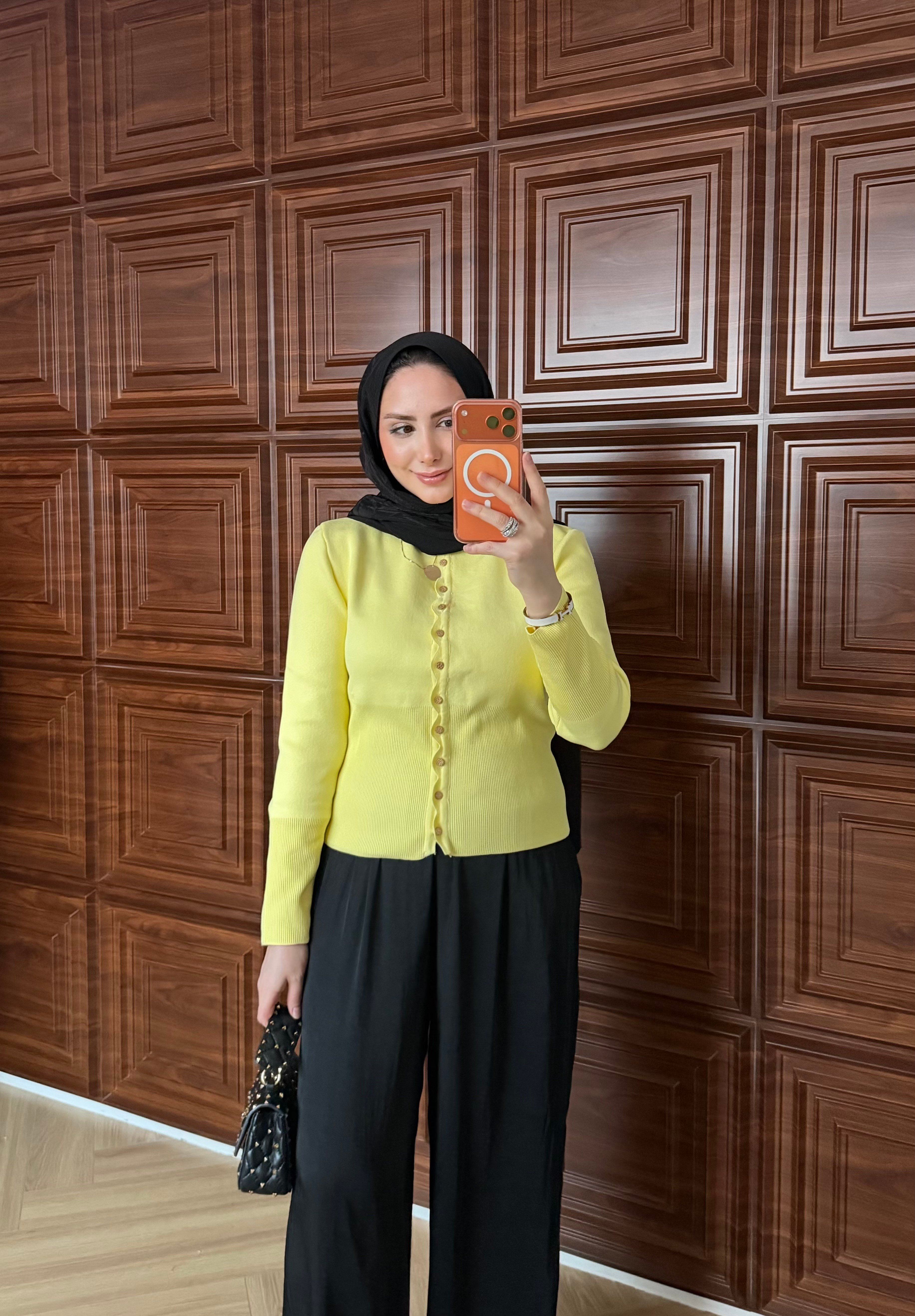 FLOWER MERSERİZE HIRKA SARI