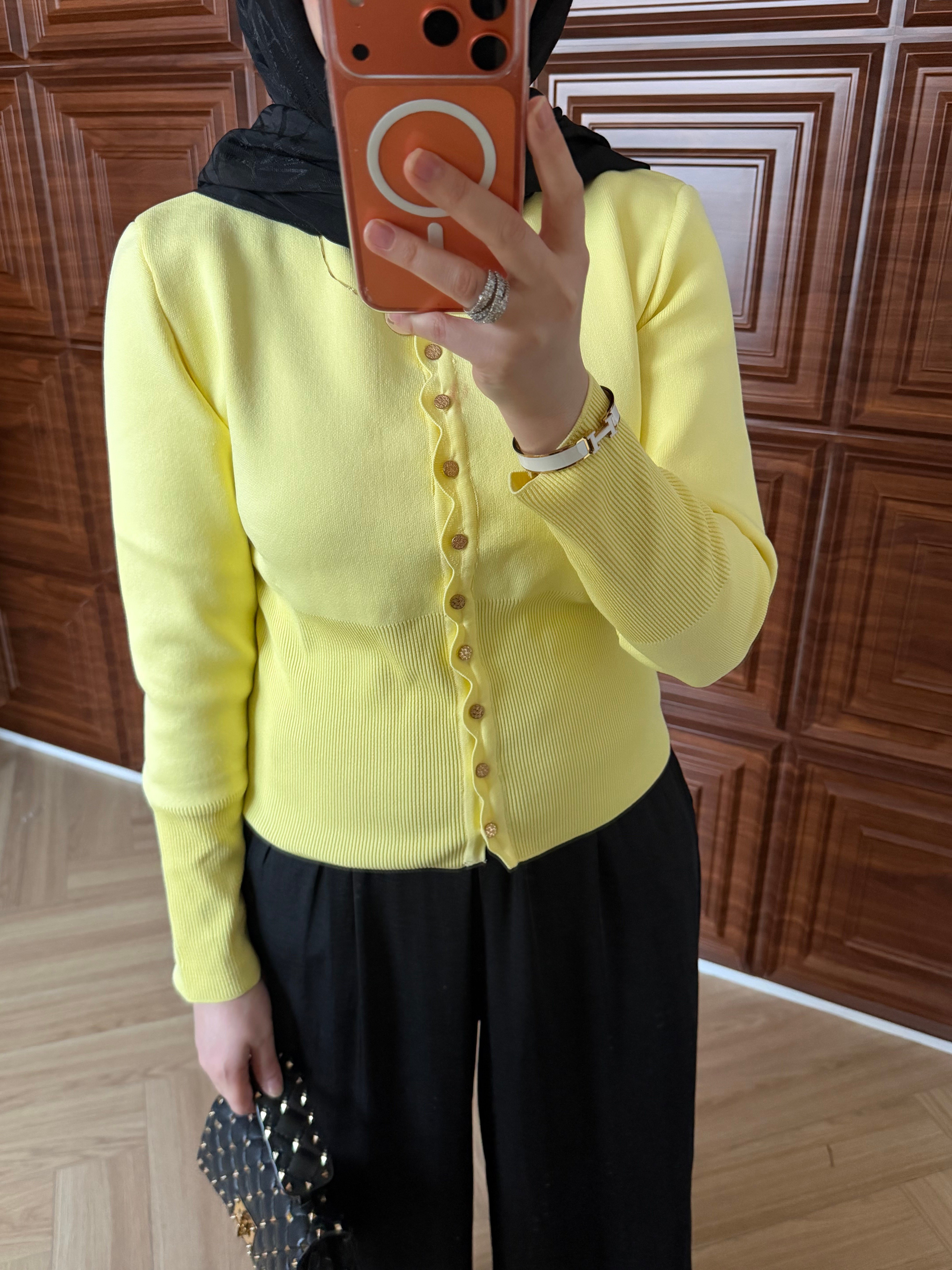 FLOWER MERSERİZE HIRKA SARI