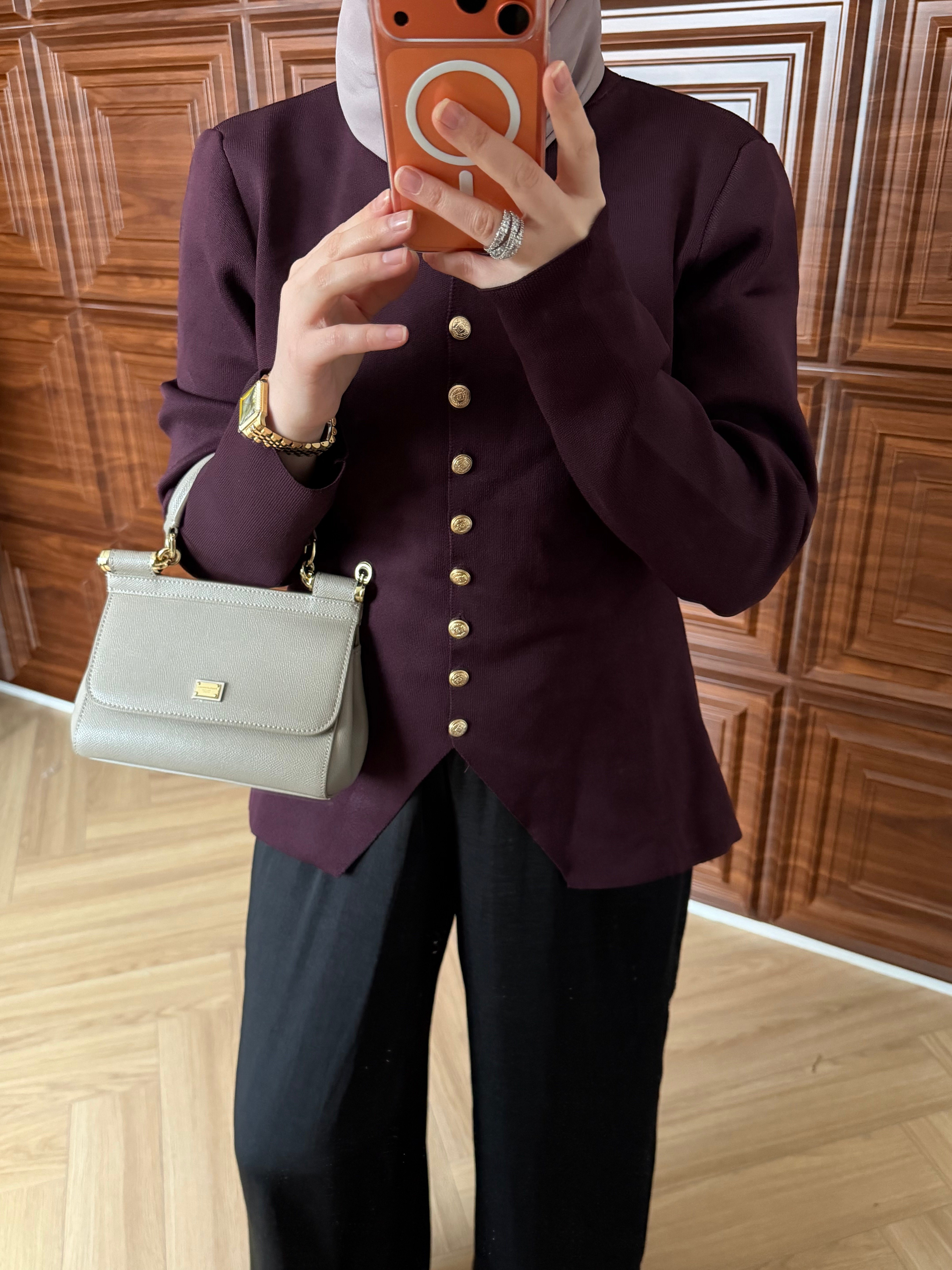 GOLD DÜĞMELİ MERSERİZE TRİKO HIRKA MÜRDÜM