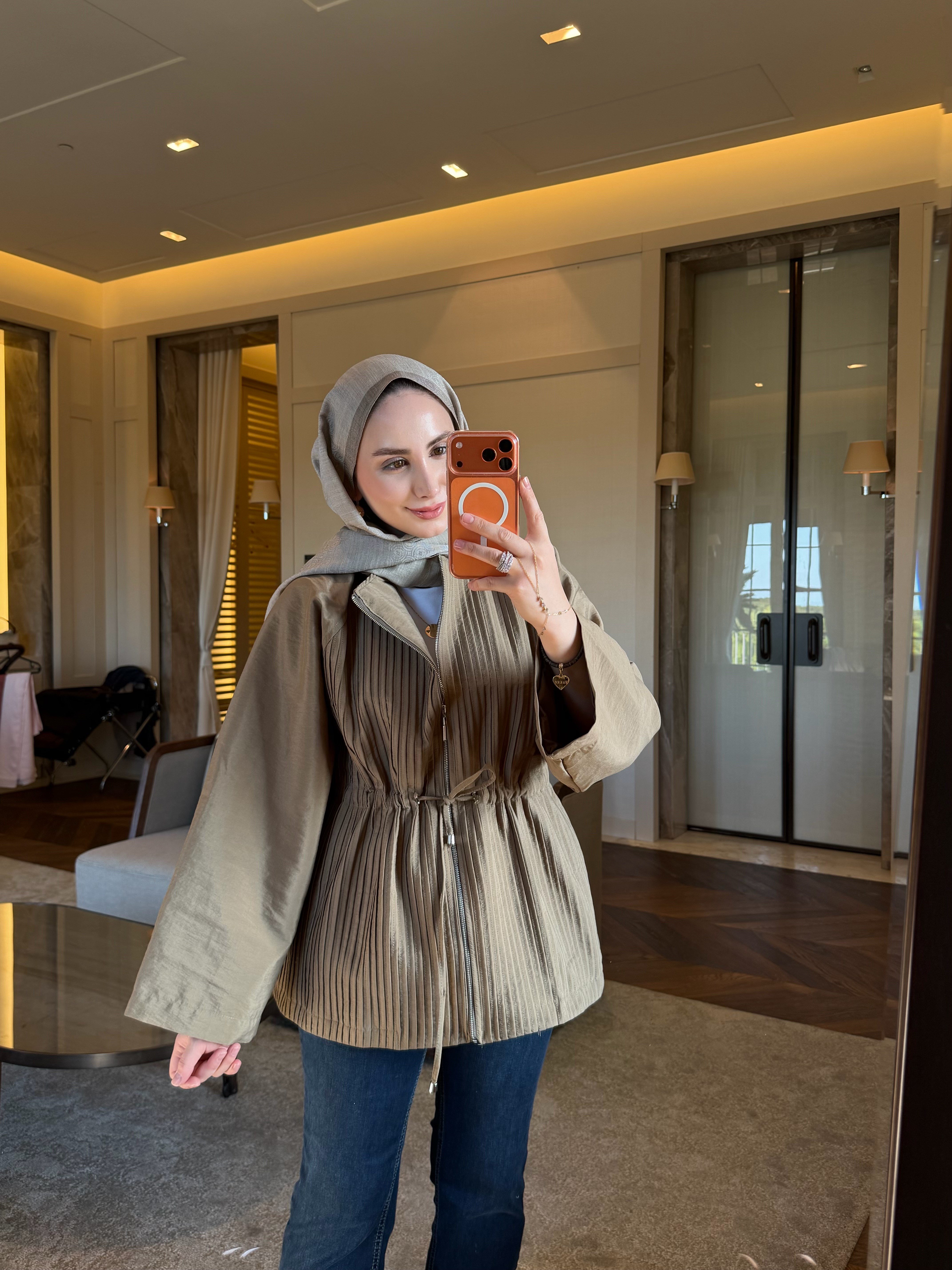 HEQA PİLİ DETAYLI TRENÇ CEKET VİZON