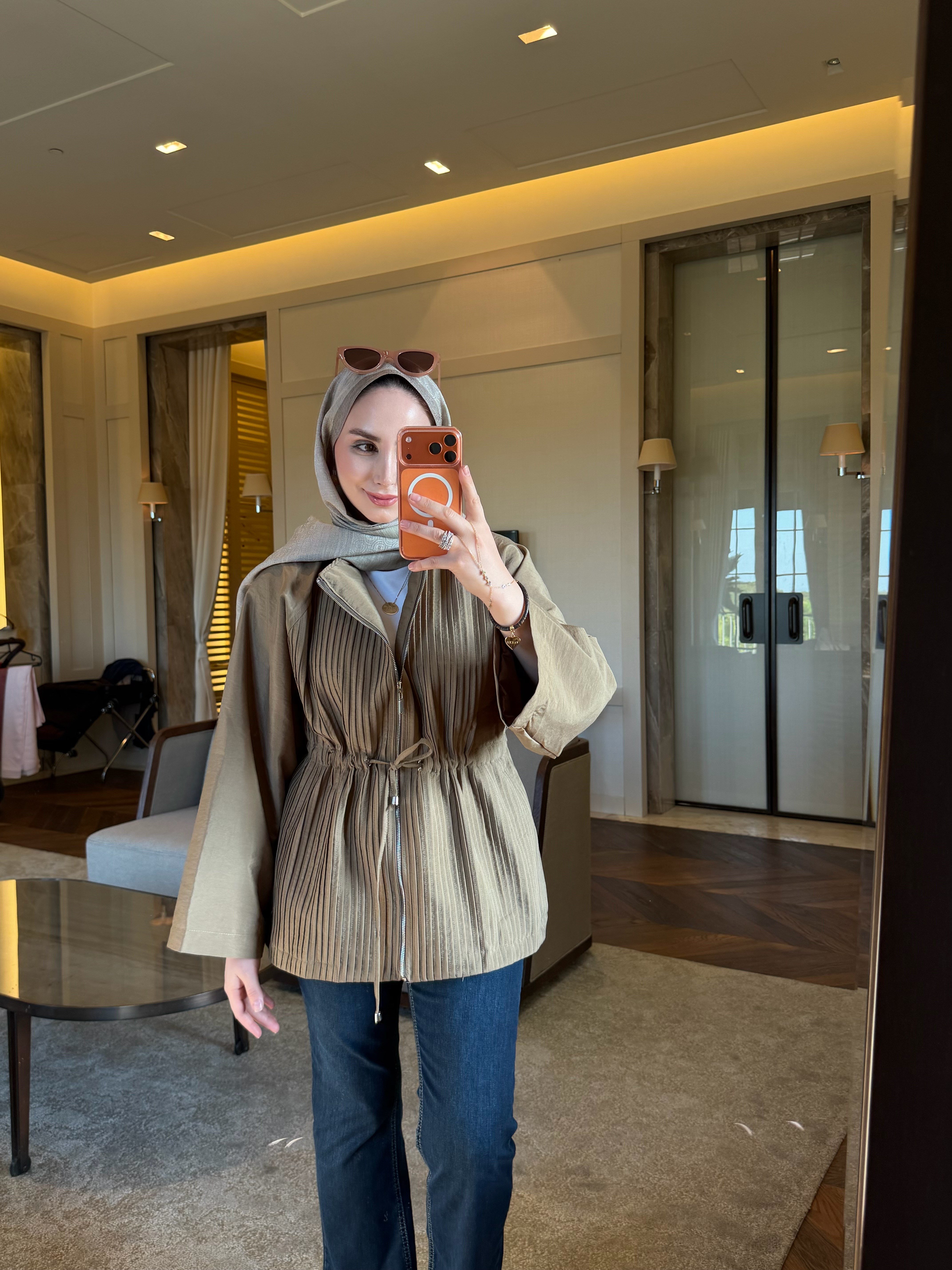 HEQA PİLİ DETAYLI TRENÇ CEKET VİZON