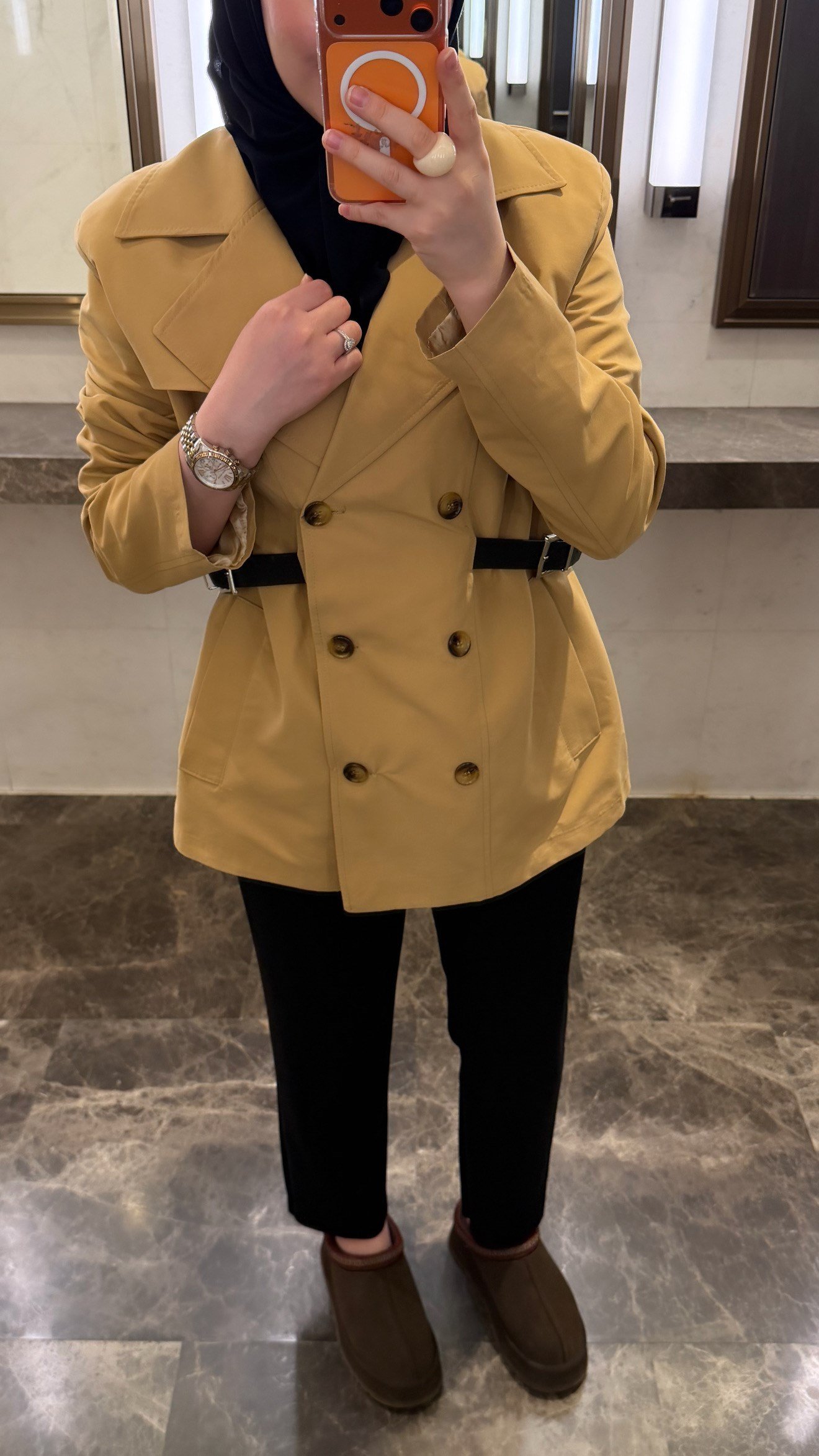 IPKYL MODEL KRUVAZE KEMERLİ TRENÇ CAMEL