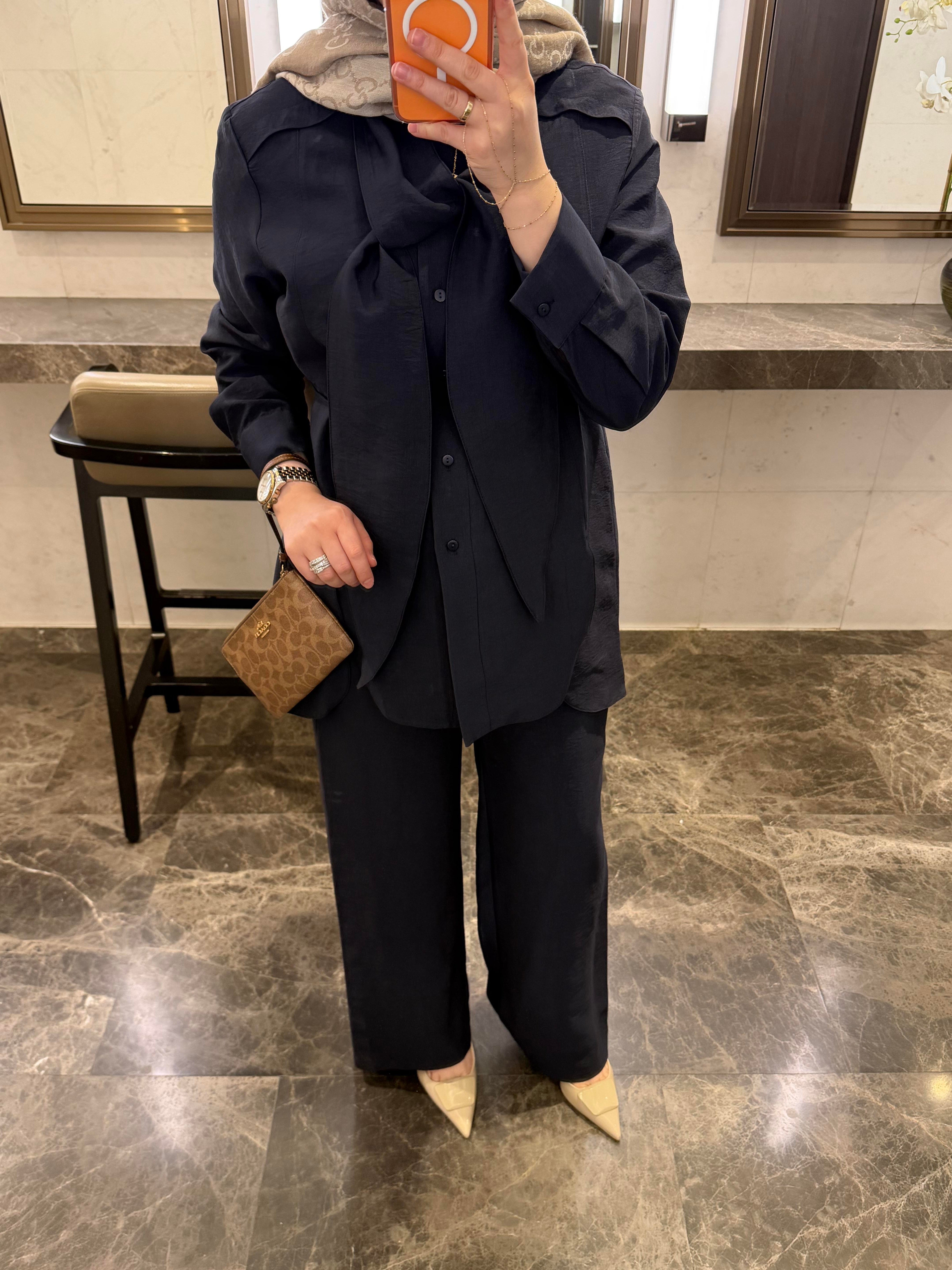 KAREN  FULARLI İKİLİ TAKIM LACİVERT 