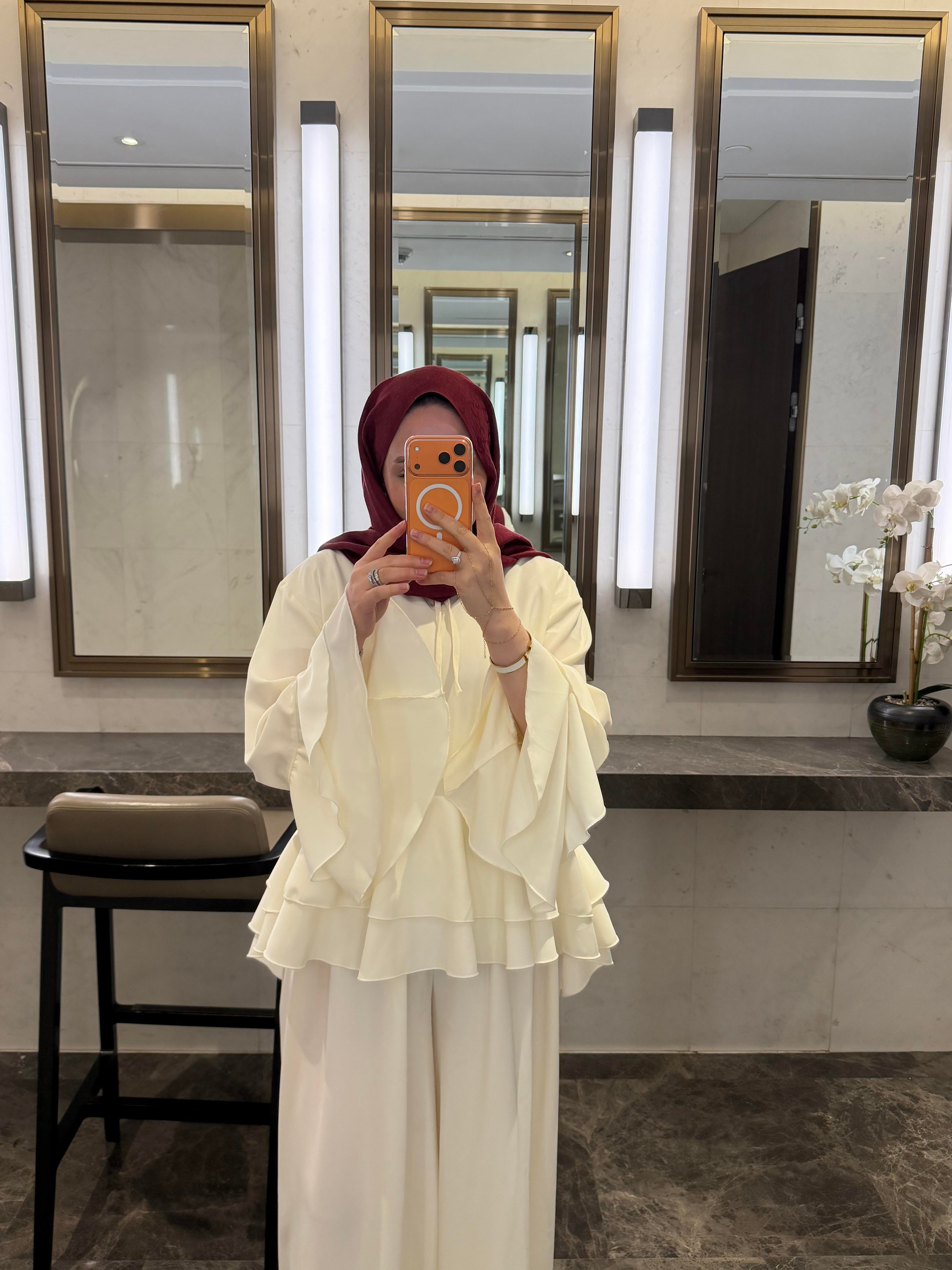 LADY KATLI KREP TAKIM VANİLYA KREM RENK