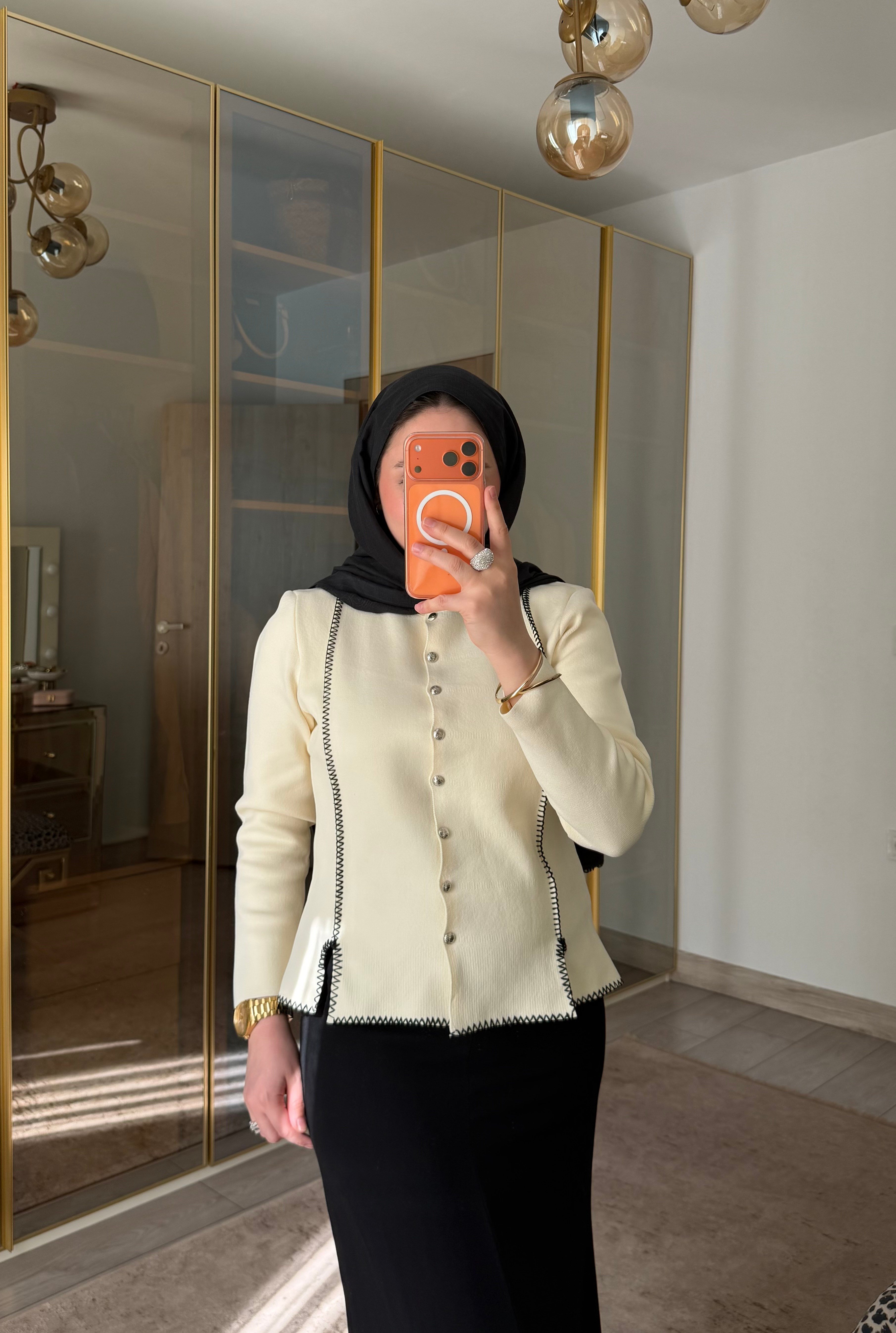 LAV DİKİŞ DETAYLI HIRKA EKRU