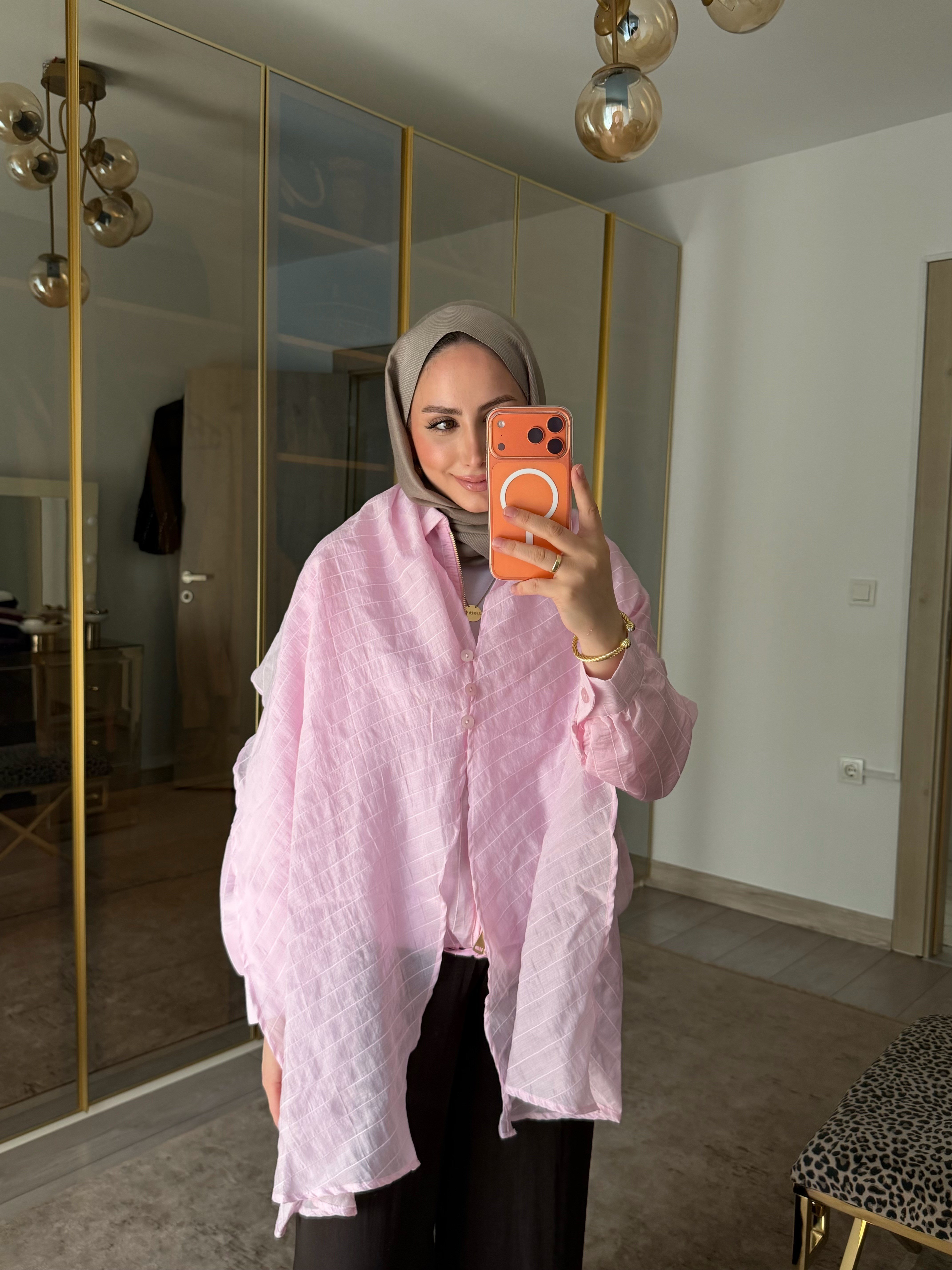 LONG OMUZ ŞALLI TASARIM CEKET PEMBE