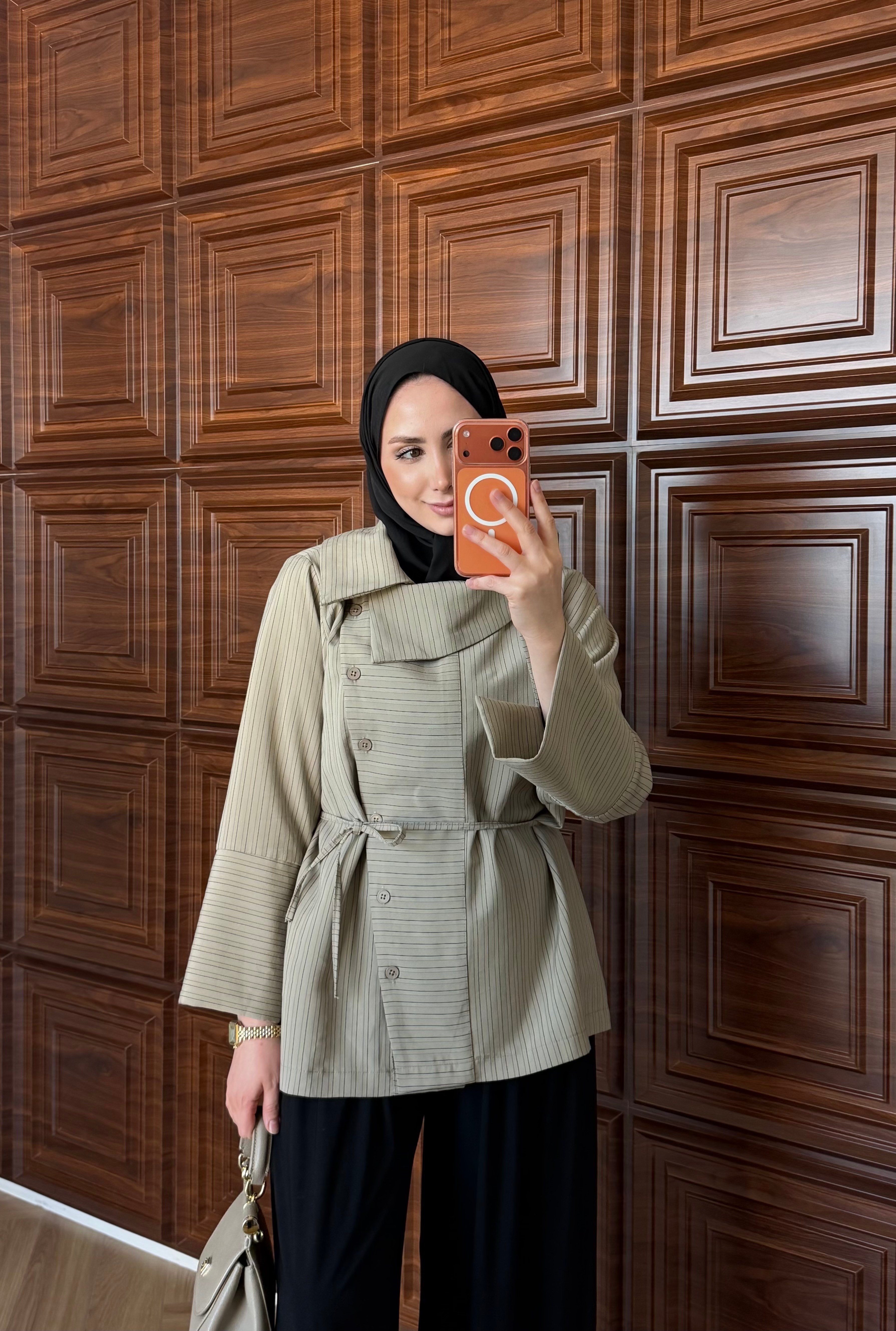 LUXE ASİMETRİK YAKA GÖMLEK VİZON