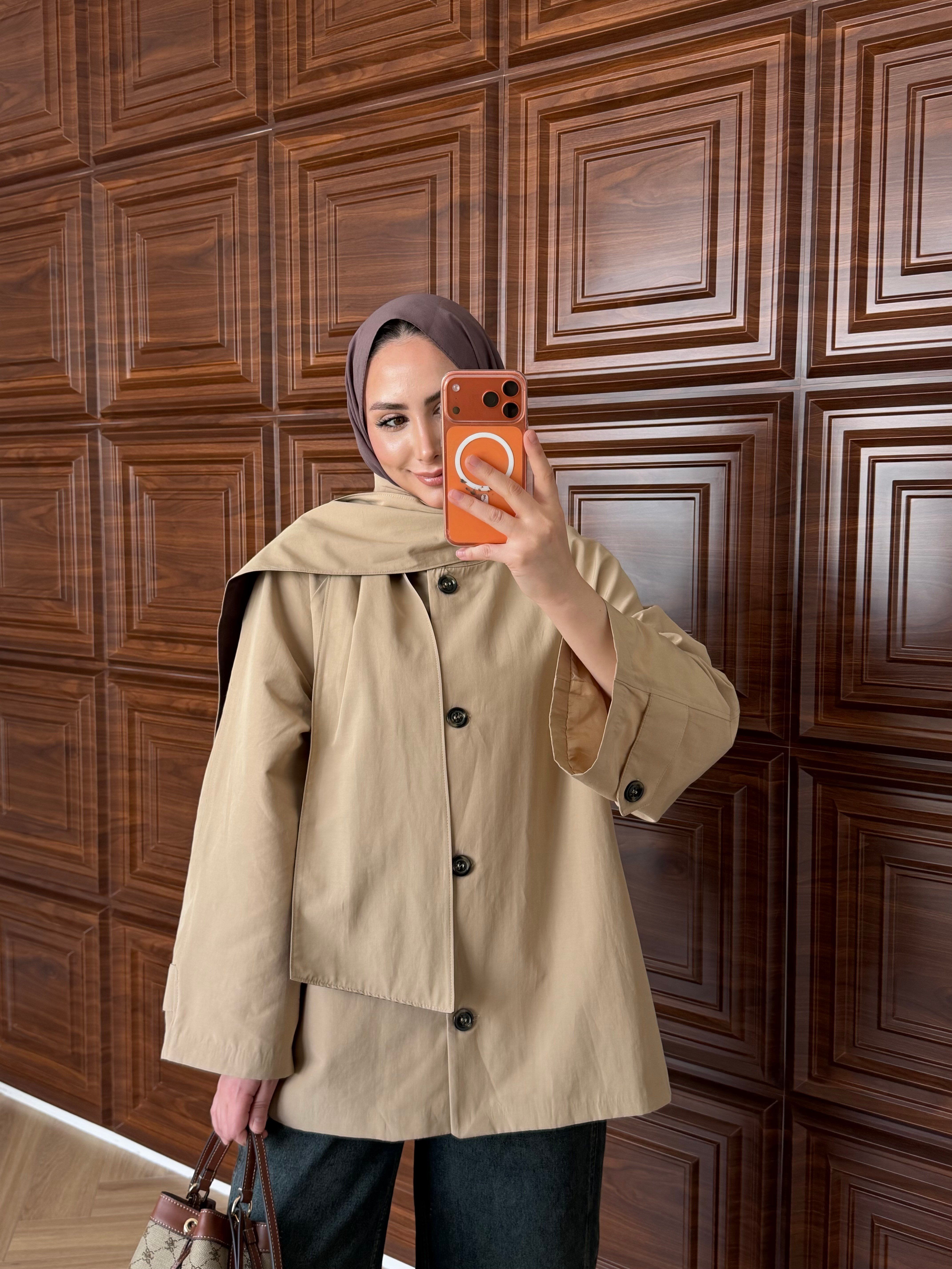 M.DUTTI MODEL FULAR DETAYLI TRENÇ TAŞ