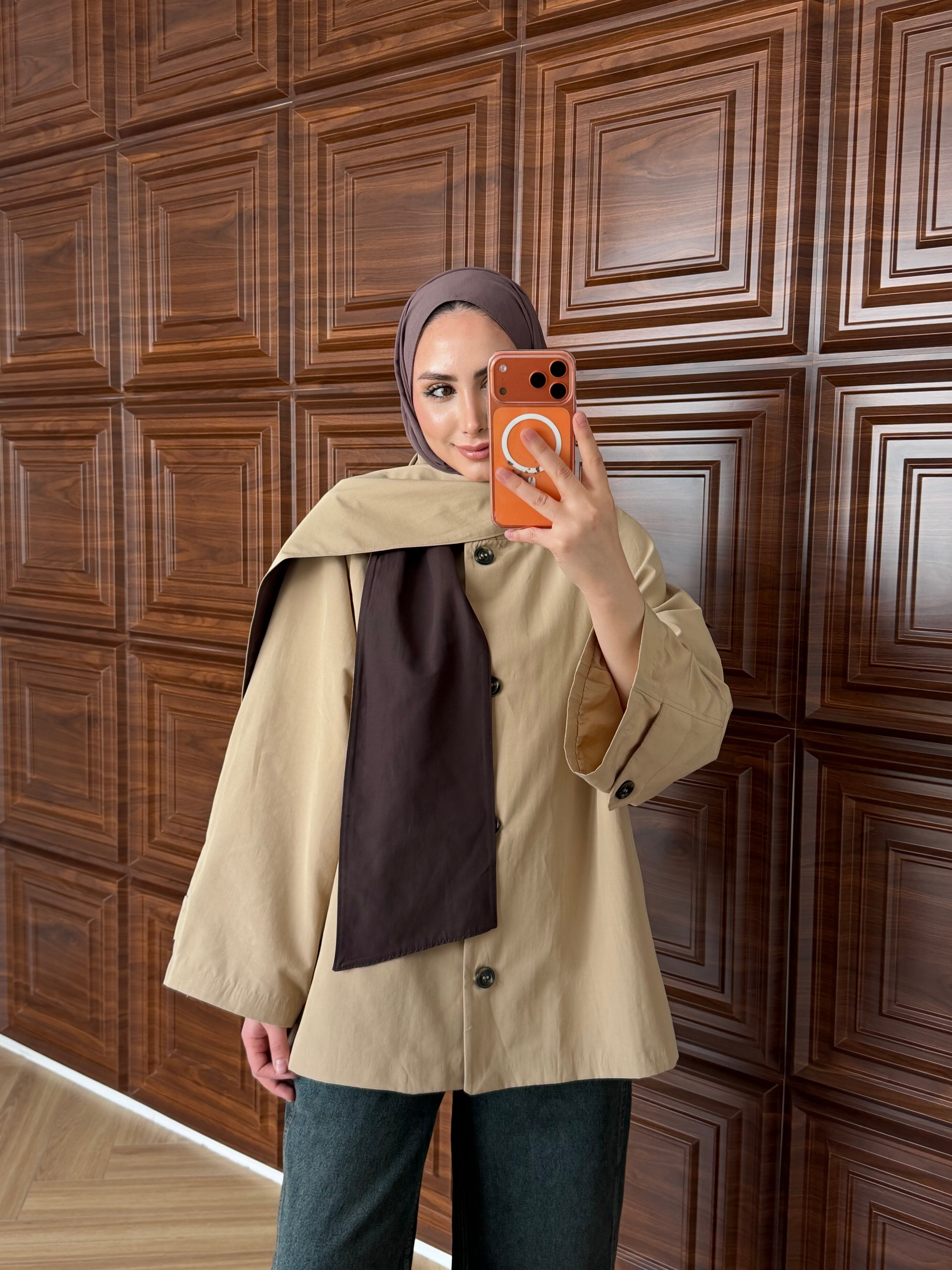 M.DUTTI MODEL FULAR DETAYLI TRENÇ TAŞ