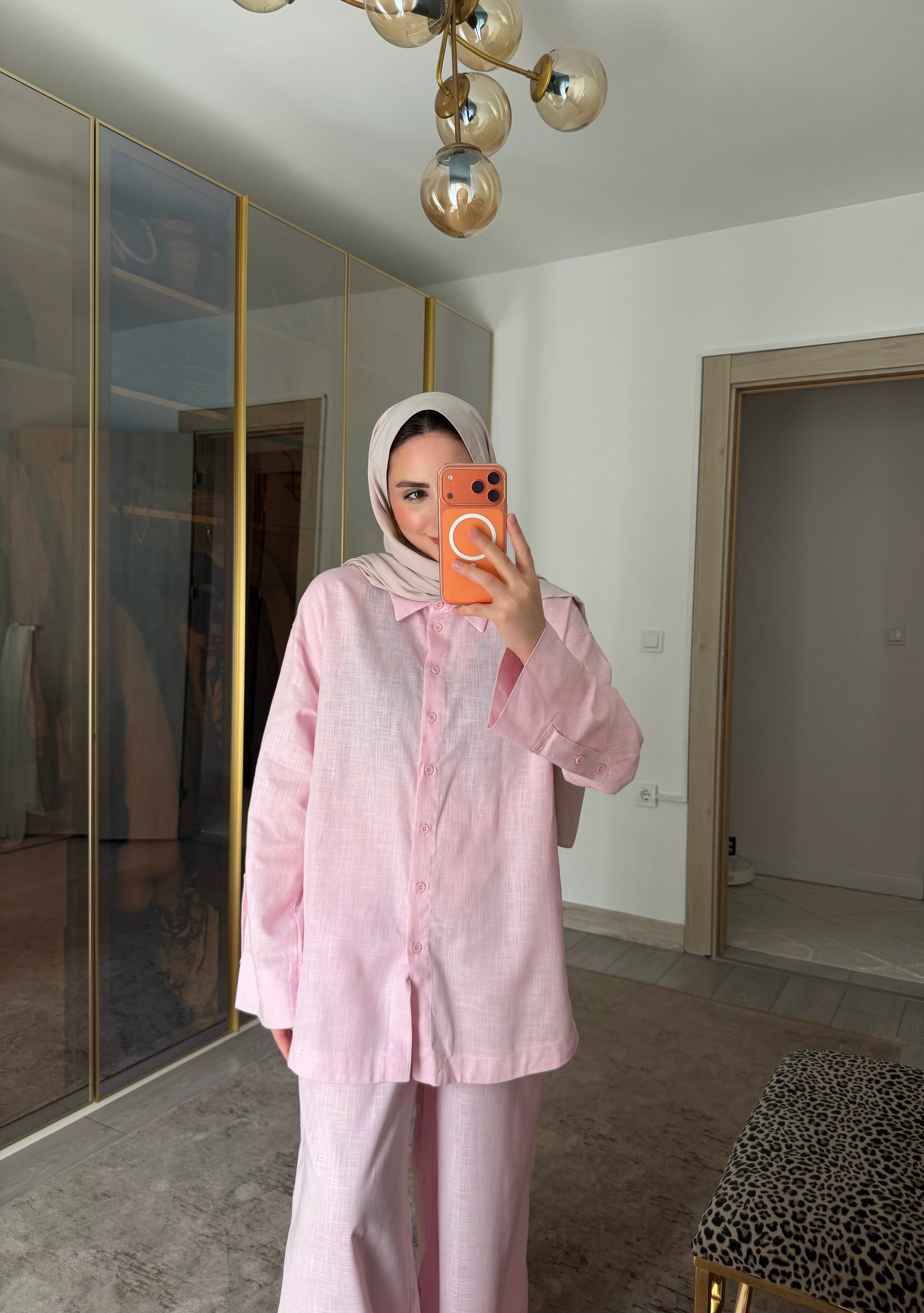 MANU %100 KETEN İKİLİ TAKIM SOFT PEMBE