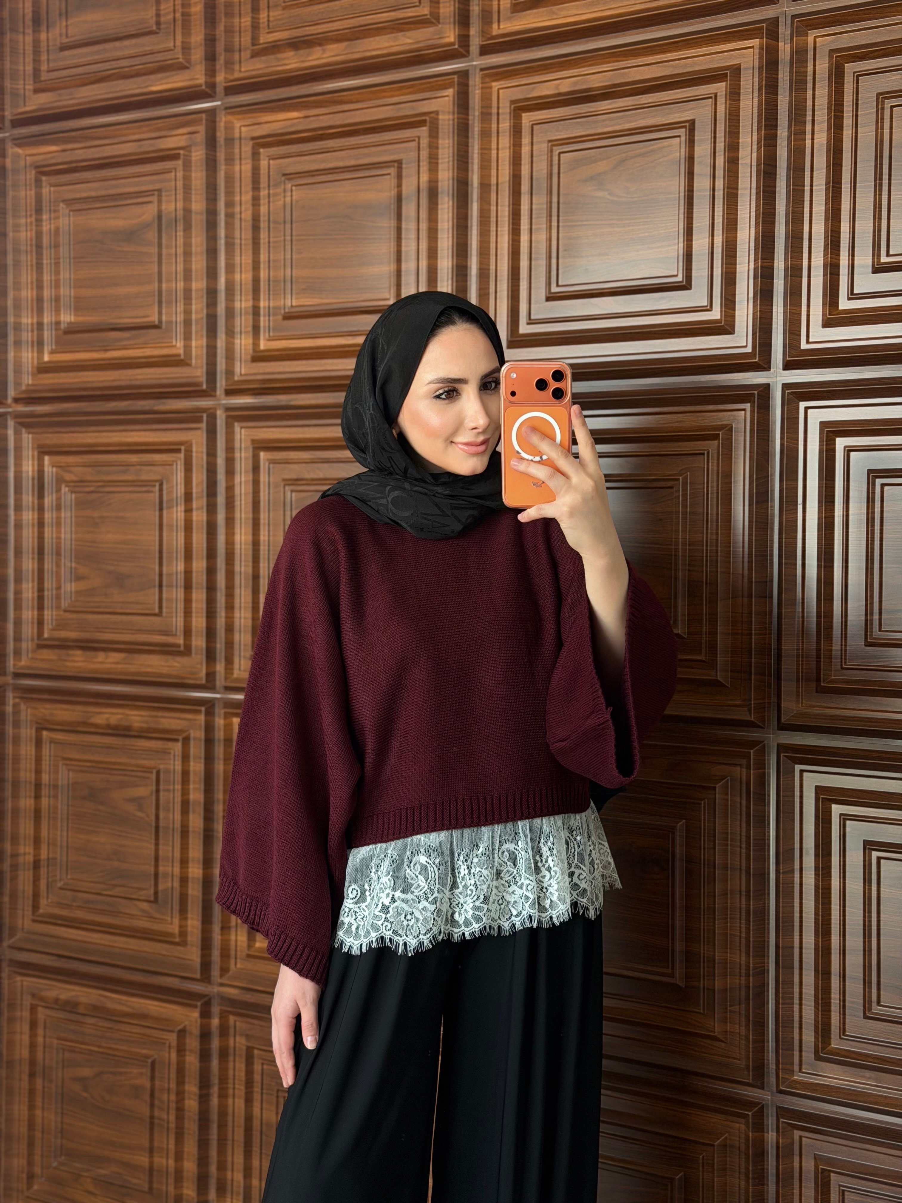 MİNA DANTELLİ KAZAK BORDO