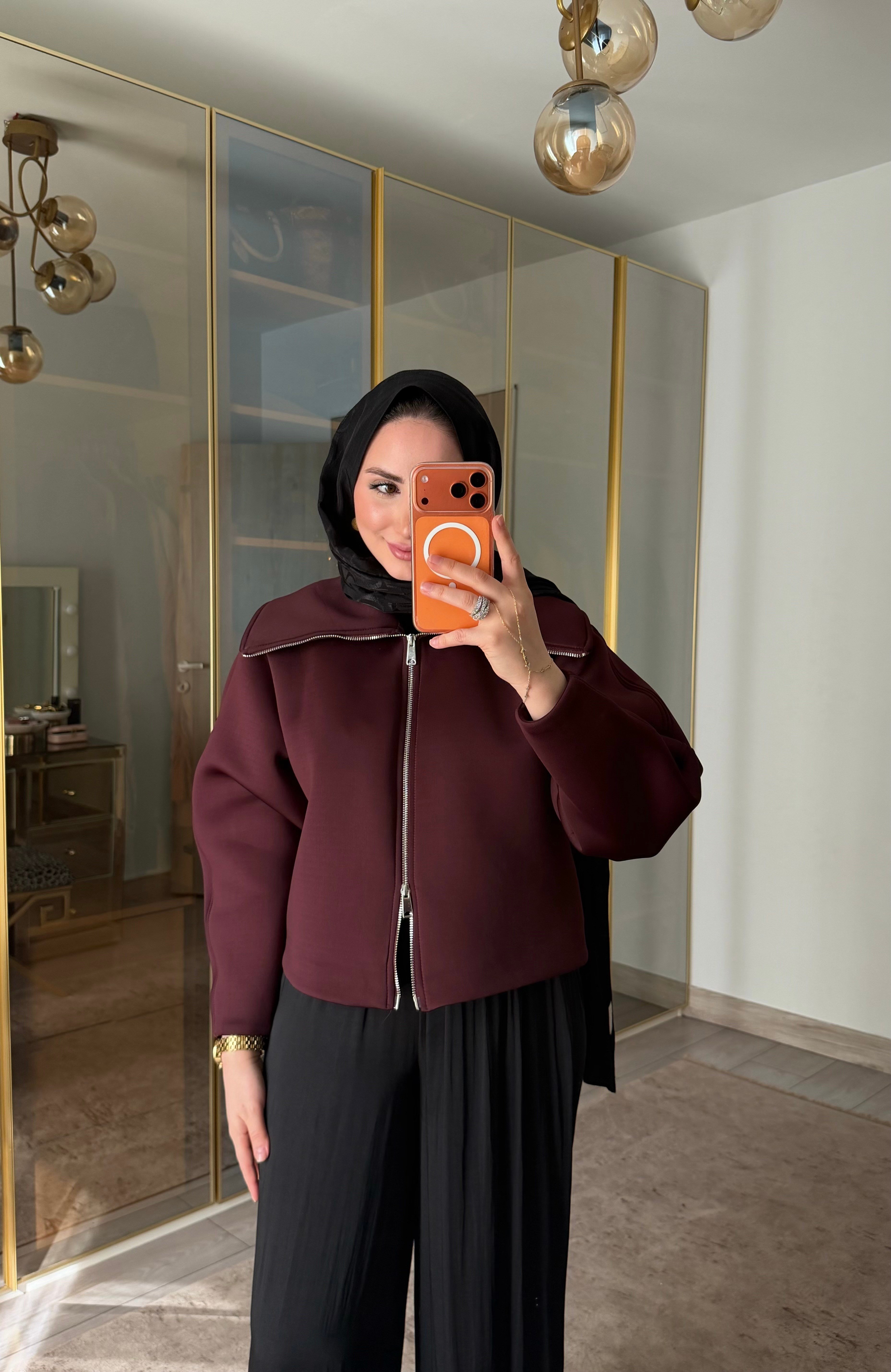 MİNİ PUF SCUBA CEKET BORDO