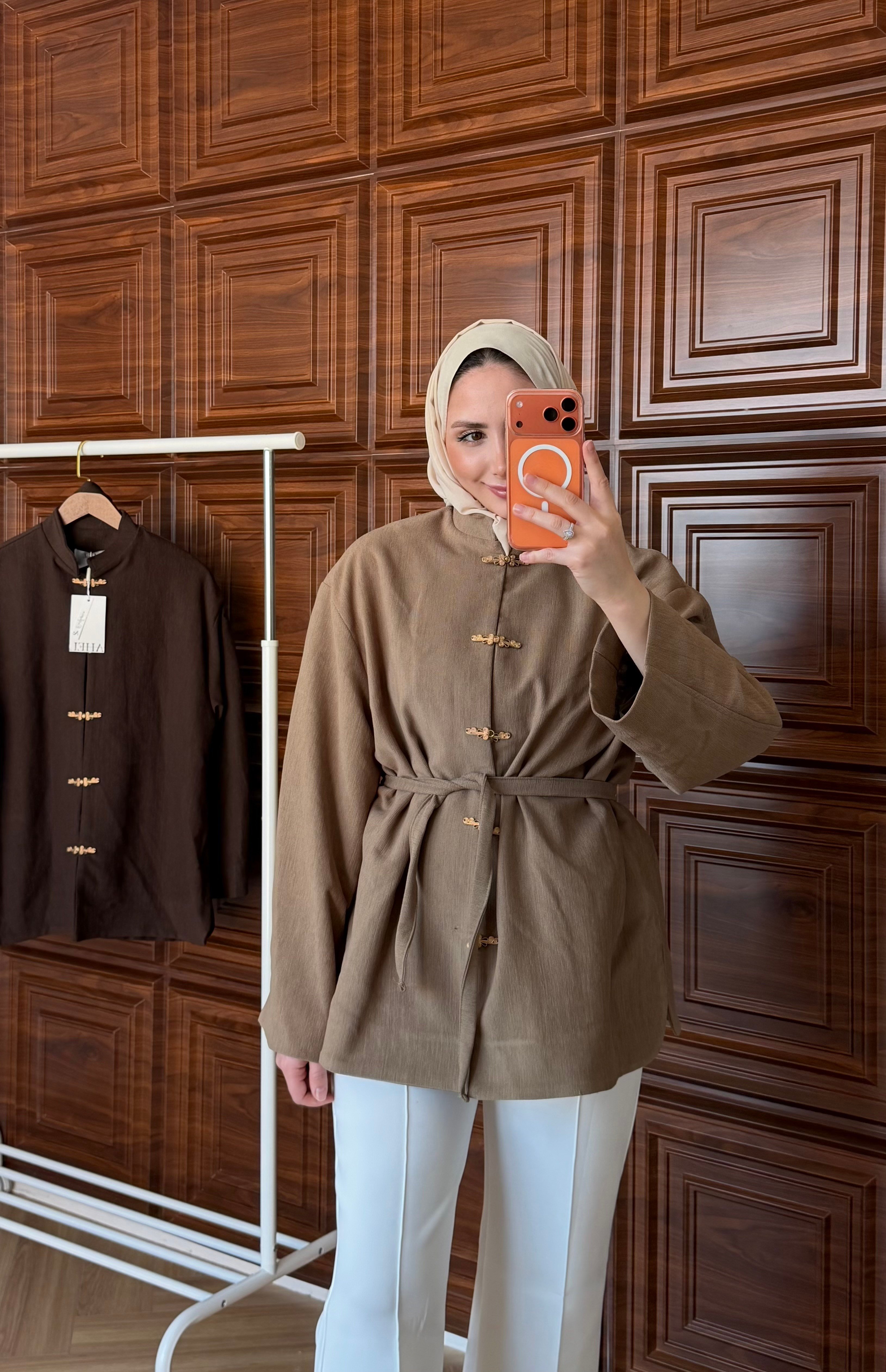 MOCHA GOLD METAL KOPÇA DETAYLI CEKET 