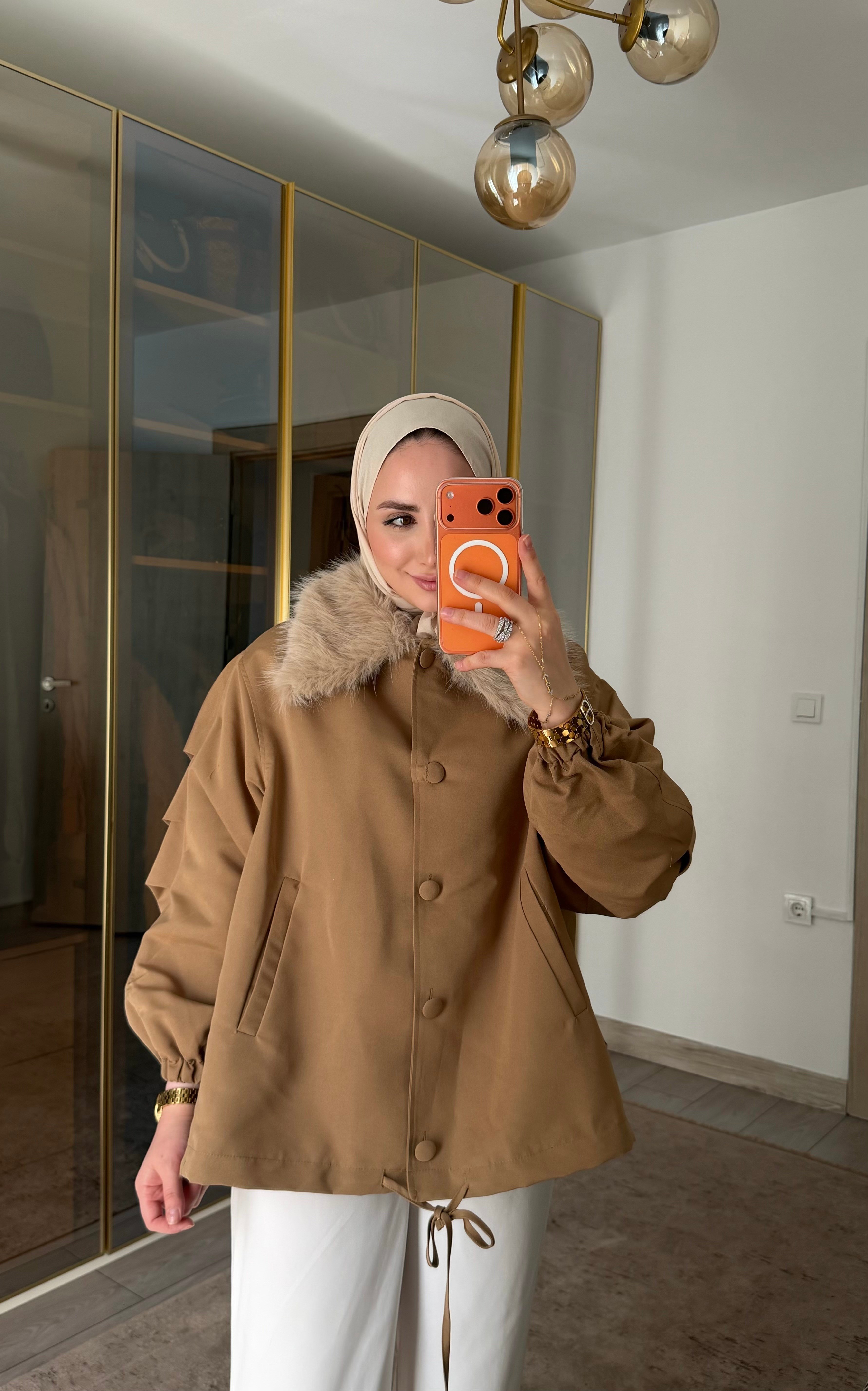 MOS YAKA KÜRKLÜ BOMBER MONT CAMEL