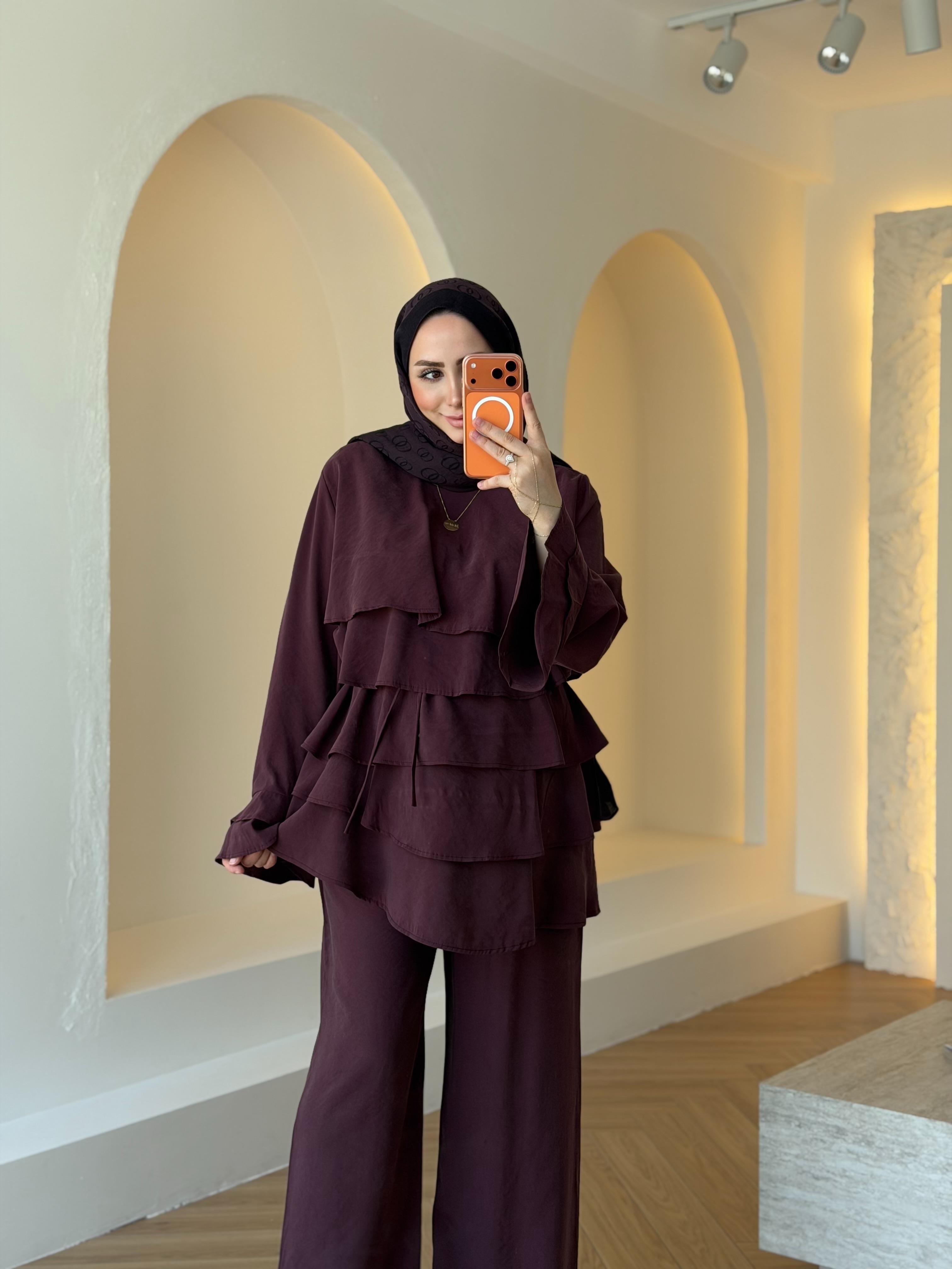 NİNDA KATLI TENSEL TAKIM BORDO