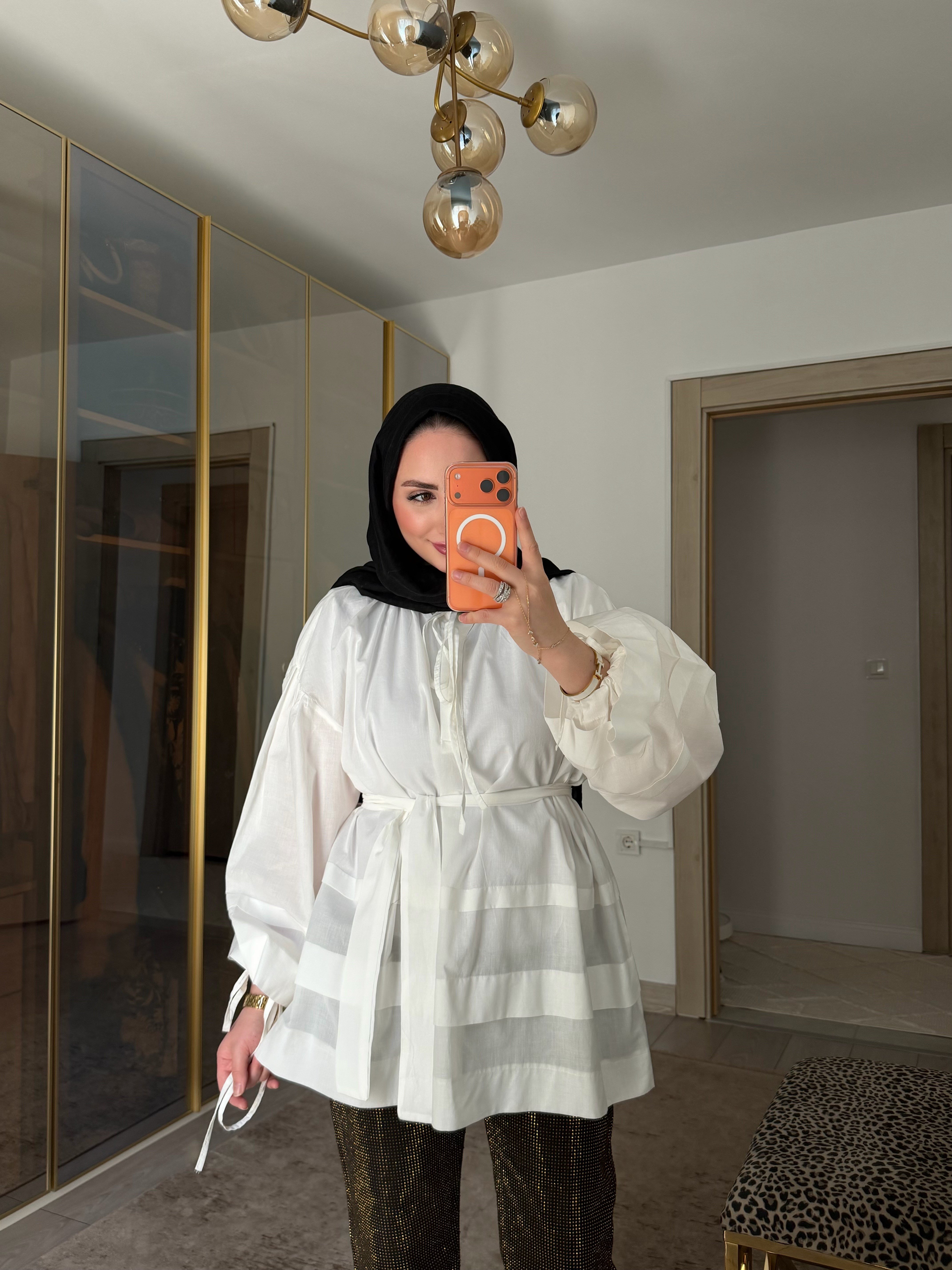 NORA KATMAN DETAYLI PAMUKLU GÖMLEK