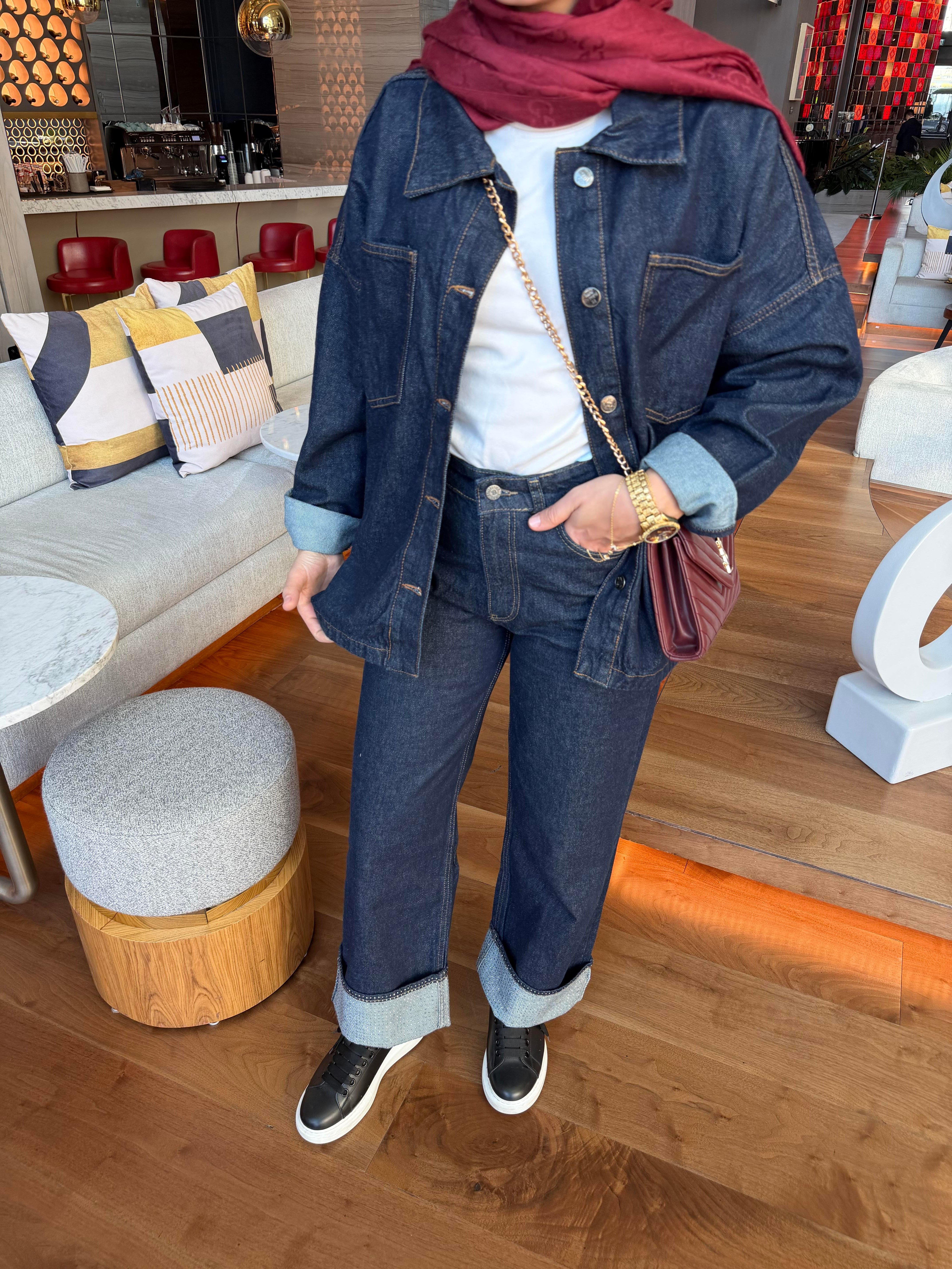 ORTA BEL / KATLAMALI TAŞLI JEAN
