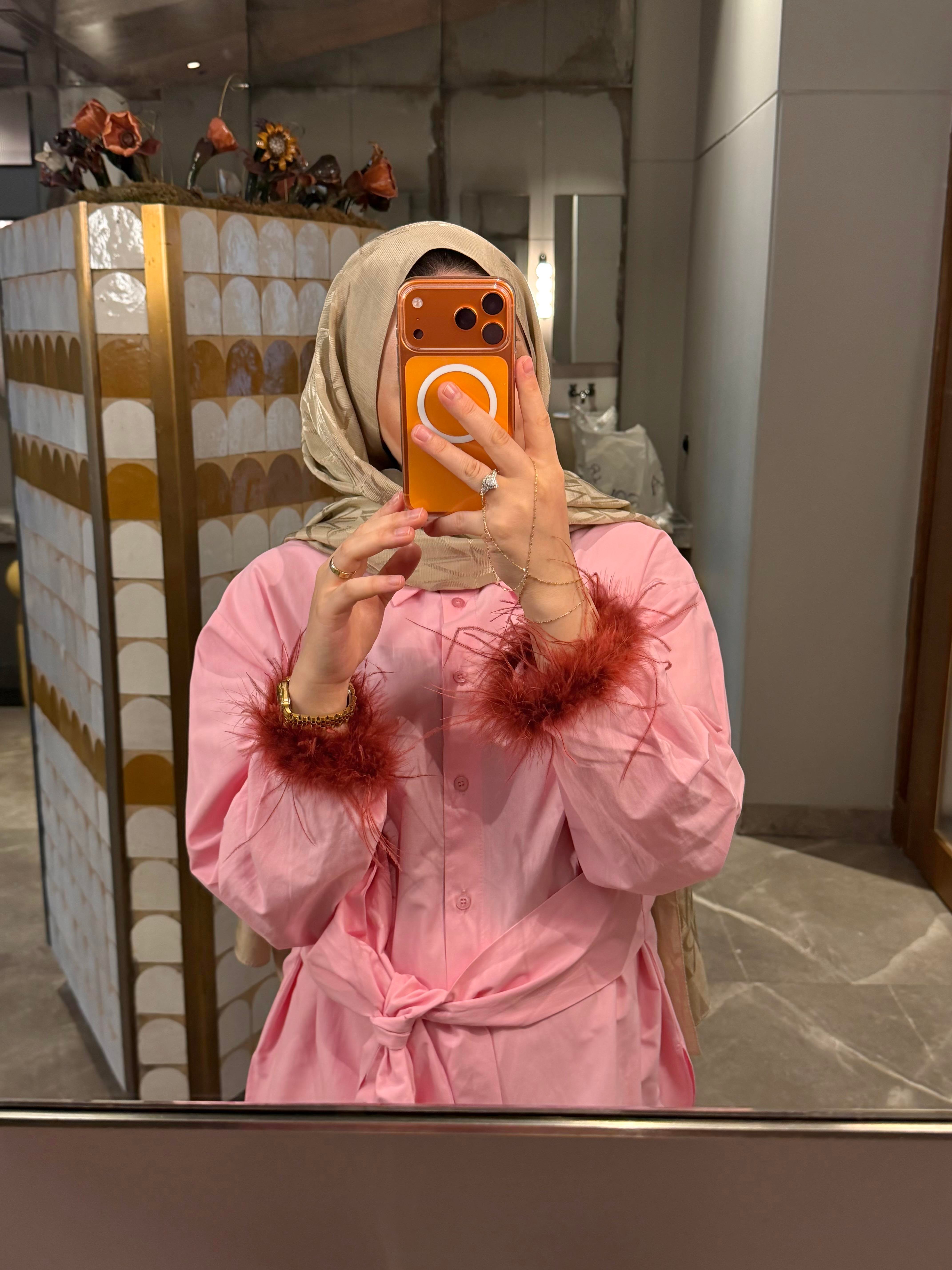 OTRİŞLİ POPLİN GÖMLEK PEMBE