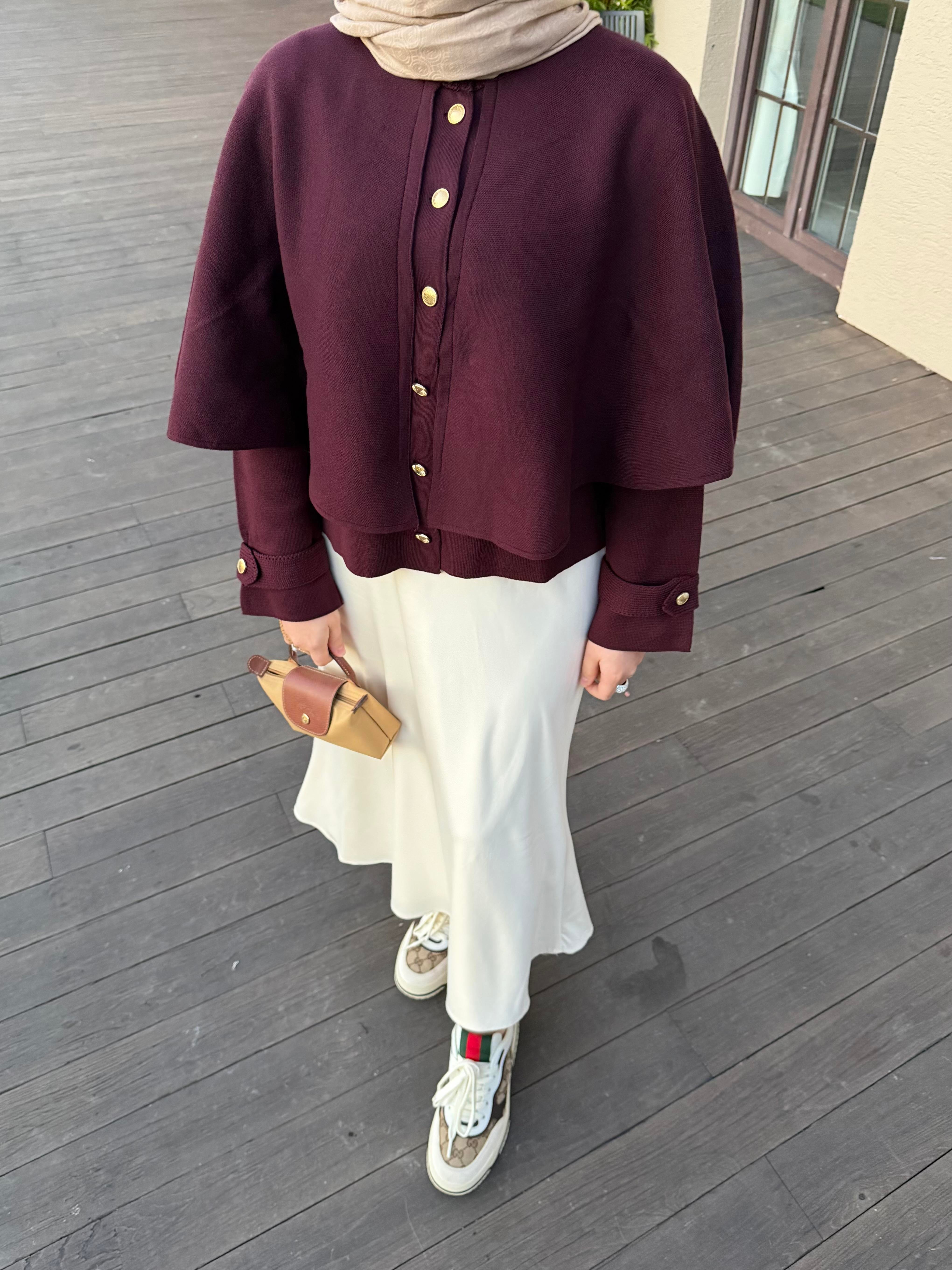PELERİNLİ TRİKO HIRKA BORDO 