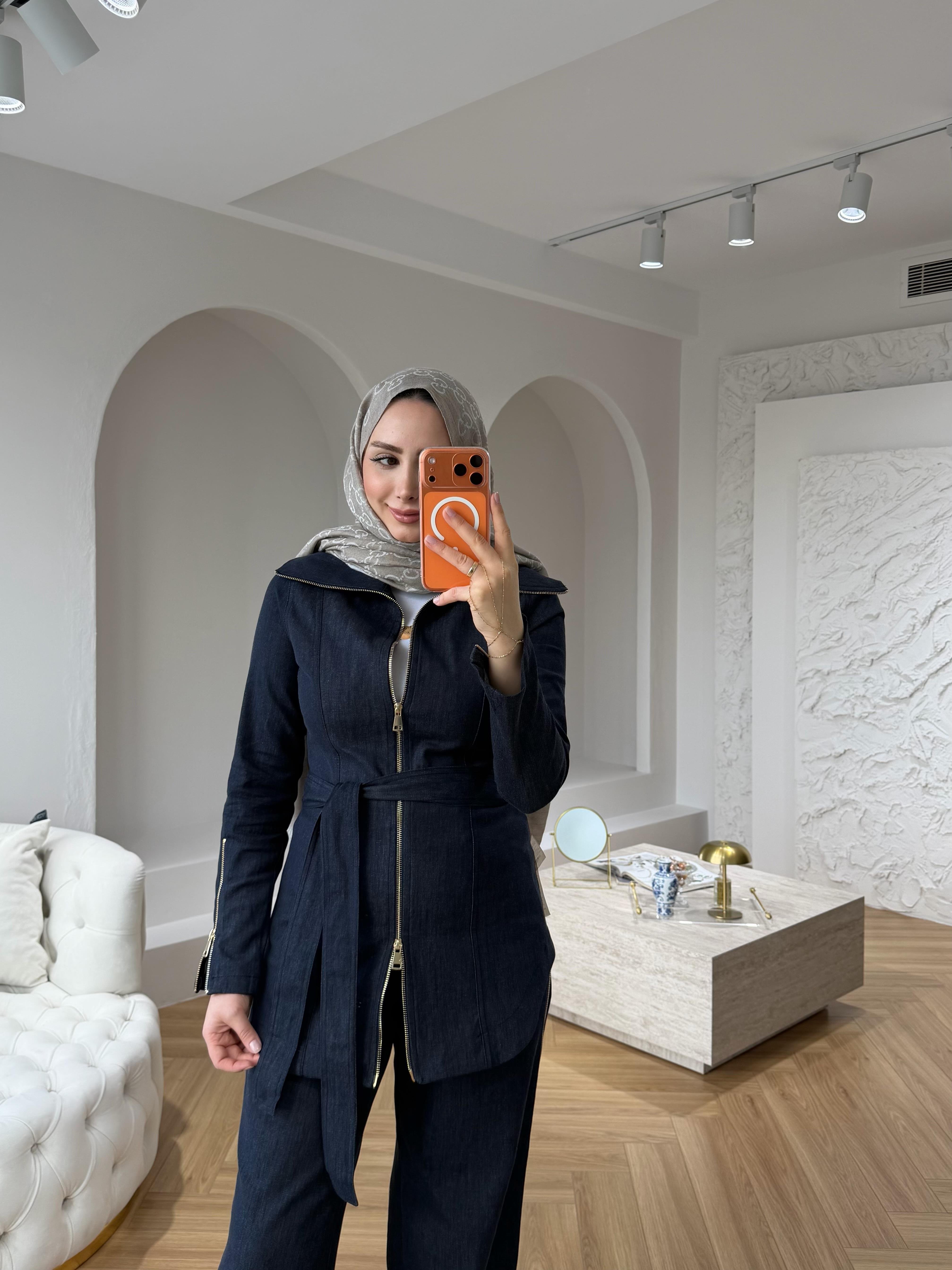 PENNY FERMUAR DETAYLI DENİM TAKIM