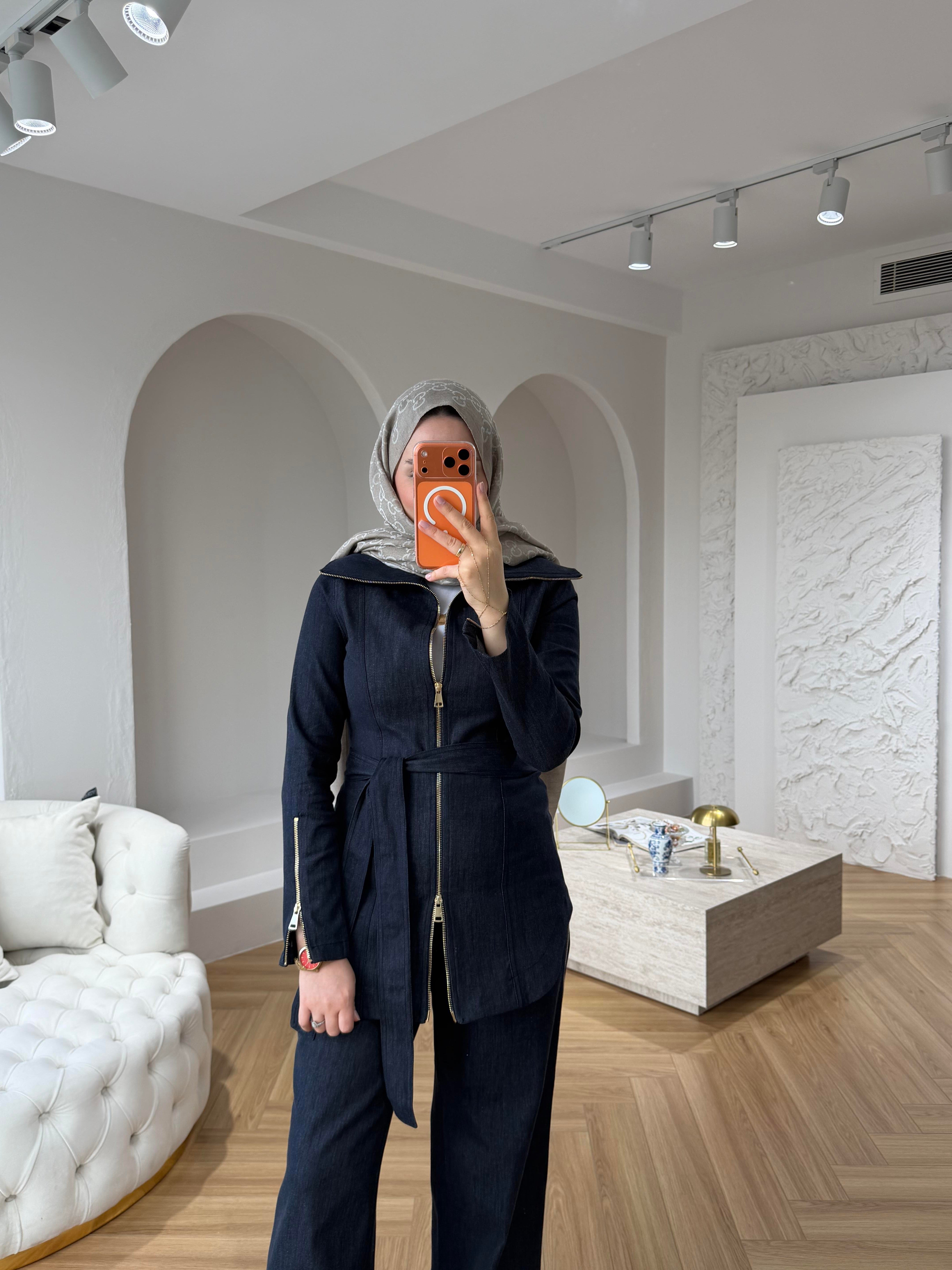 PENNY FERMUAR DETAYLI DENİM TAKIM