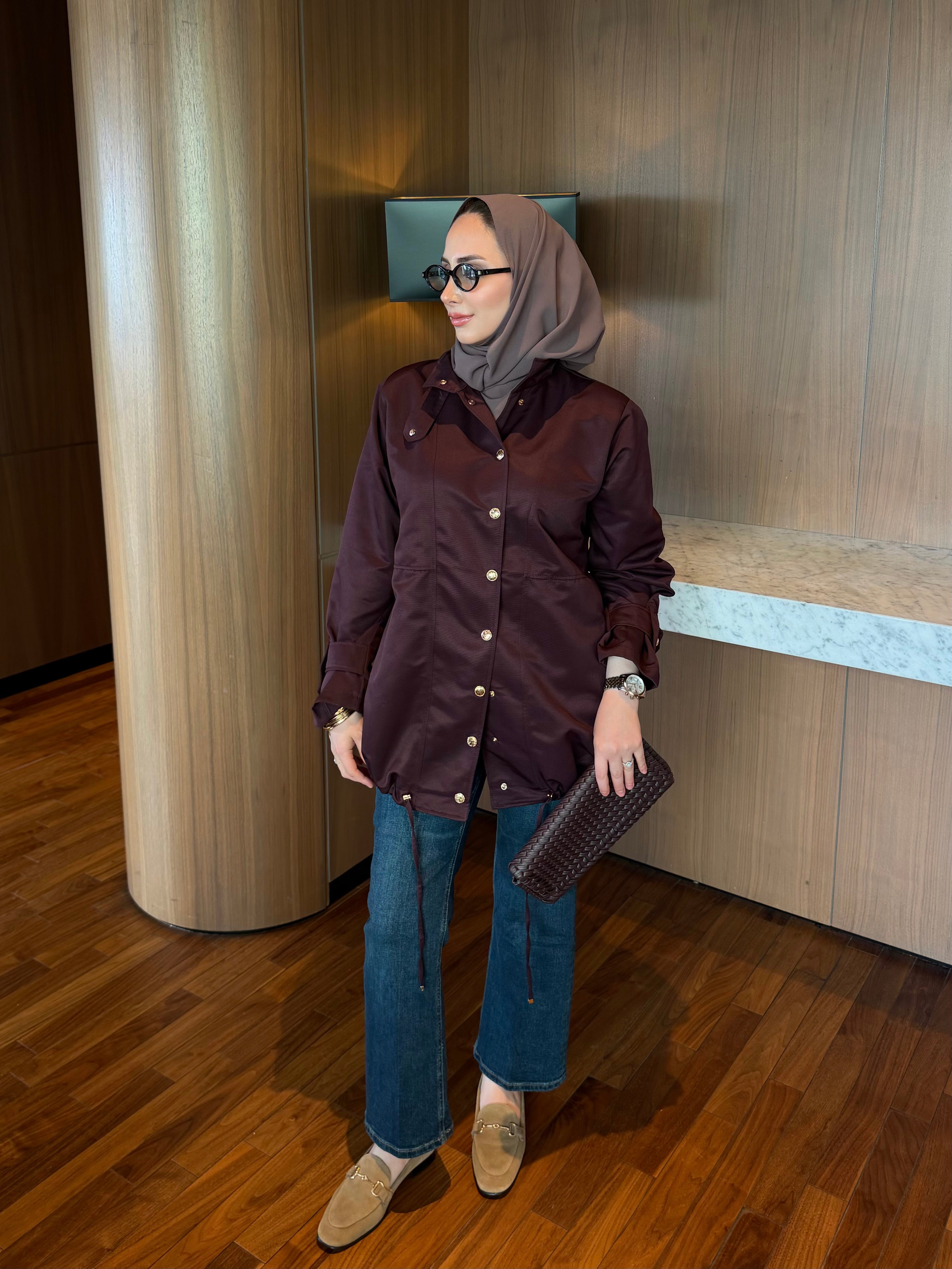 RONA DİK YAKA TASARIM CEKET BORDO