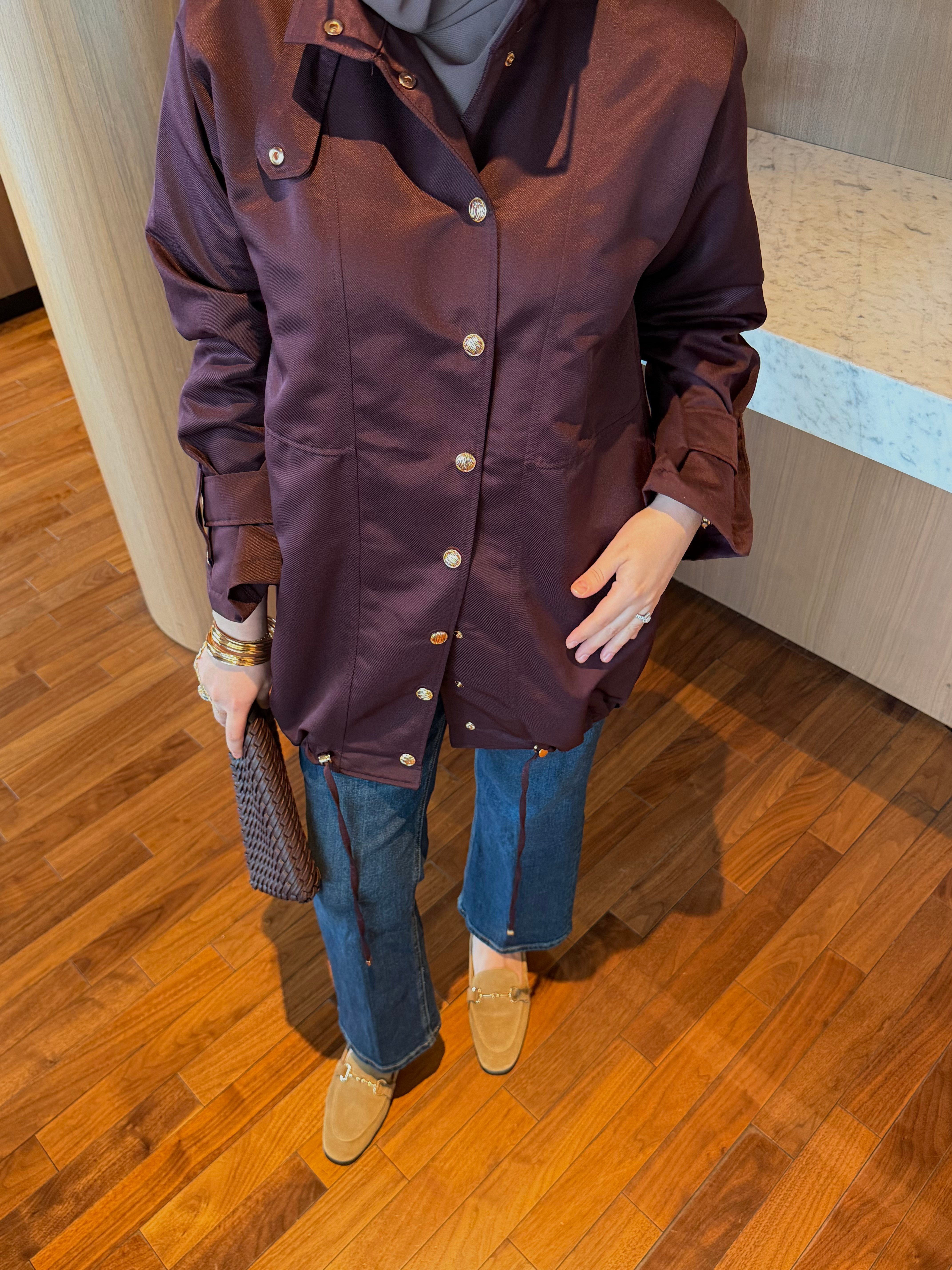 RONA DİK YAKA TASARIM CEKET BORDO