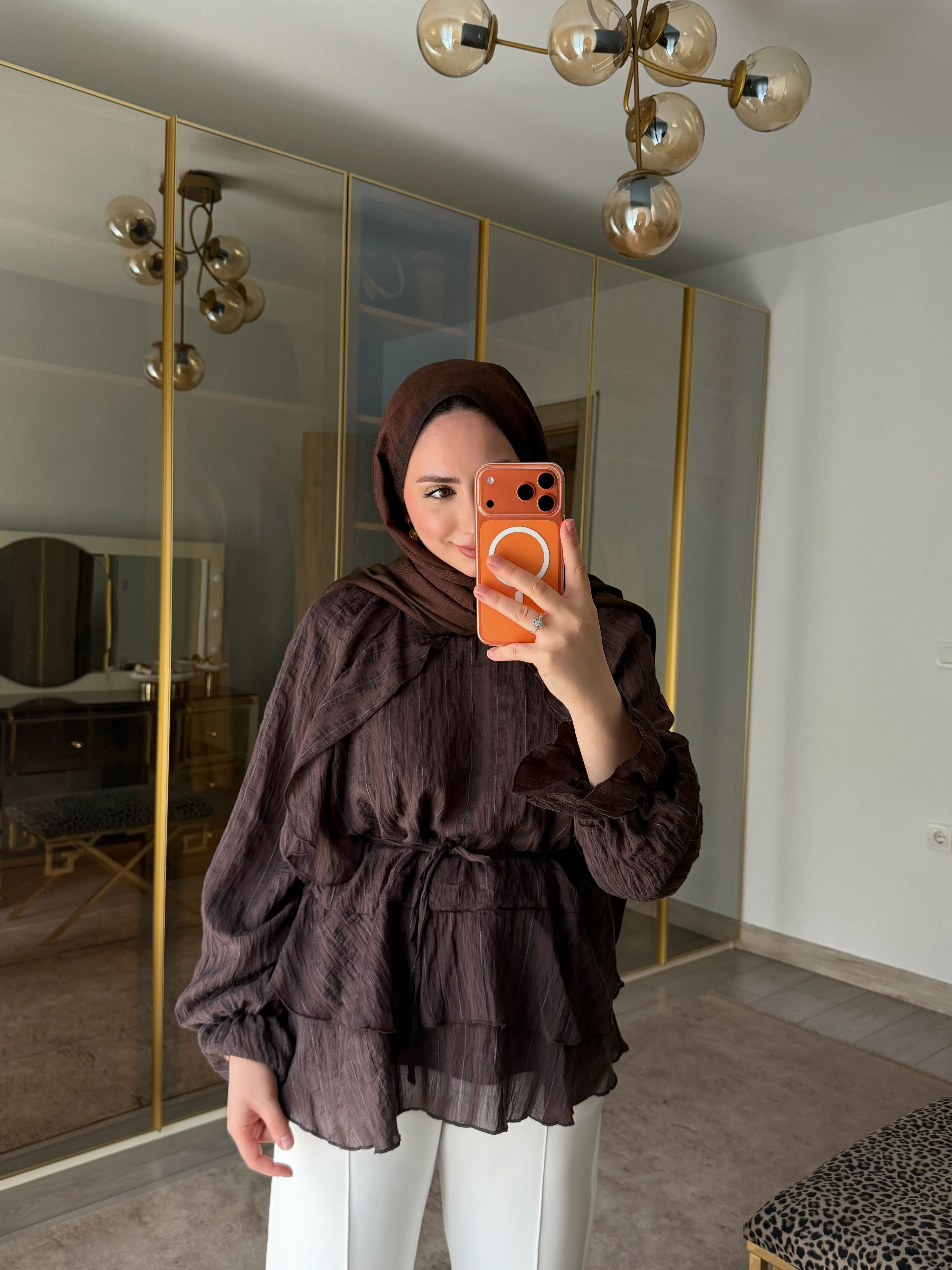 ROZE BLUZ ACI KAHVE