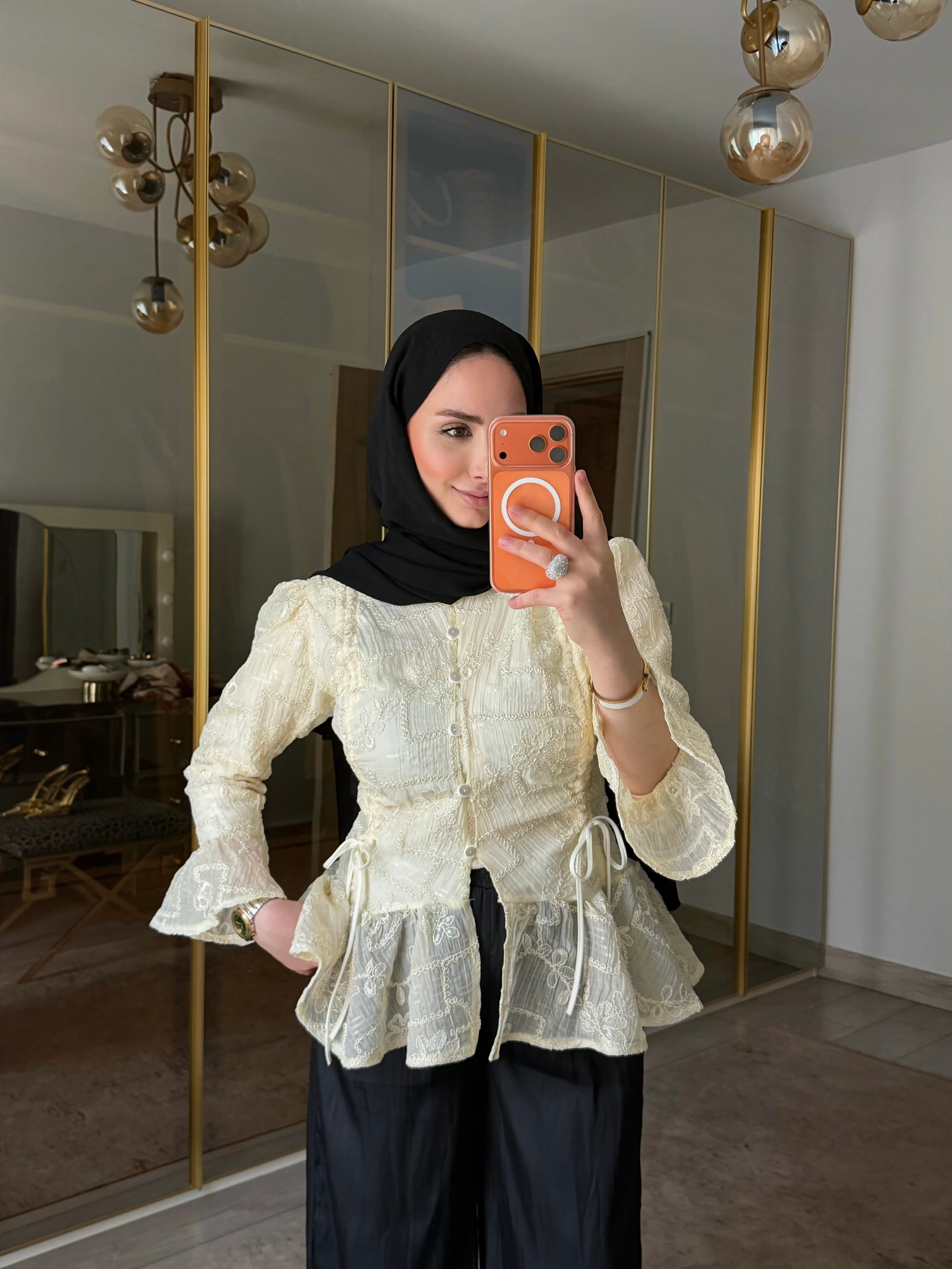 SİNDY TASARIM BRODE BLUZ SOFT SARI