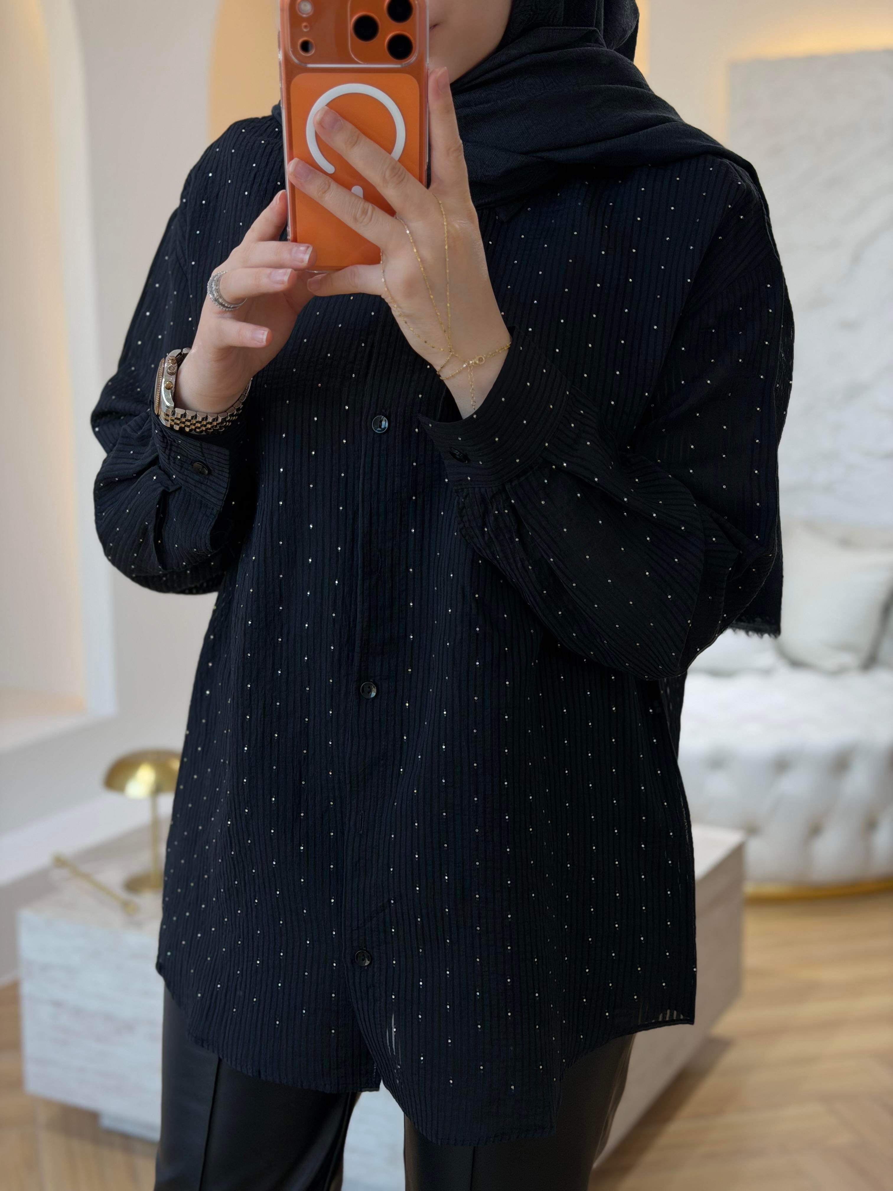 TAŞLI GÖMLEK SİYAH 