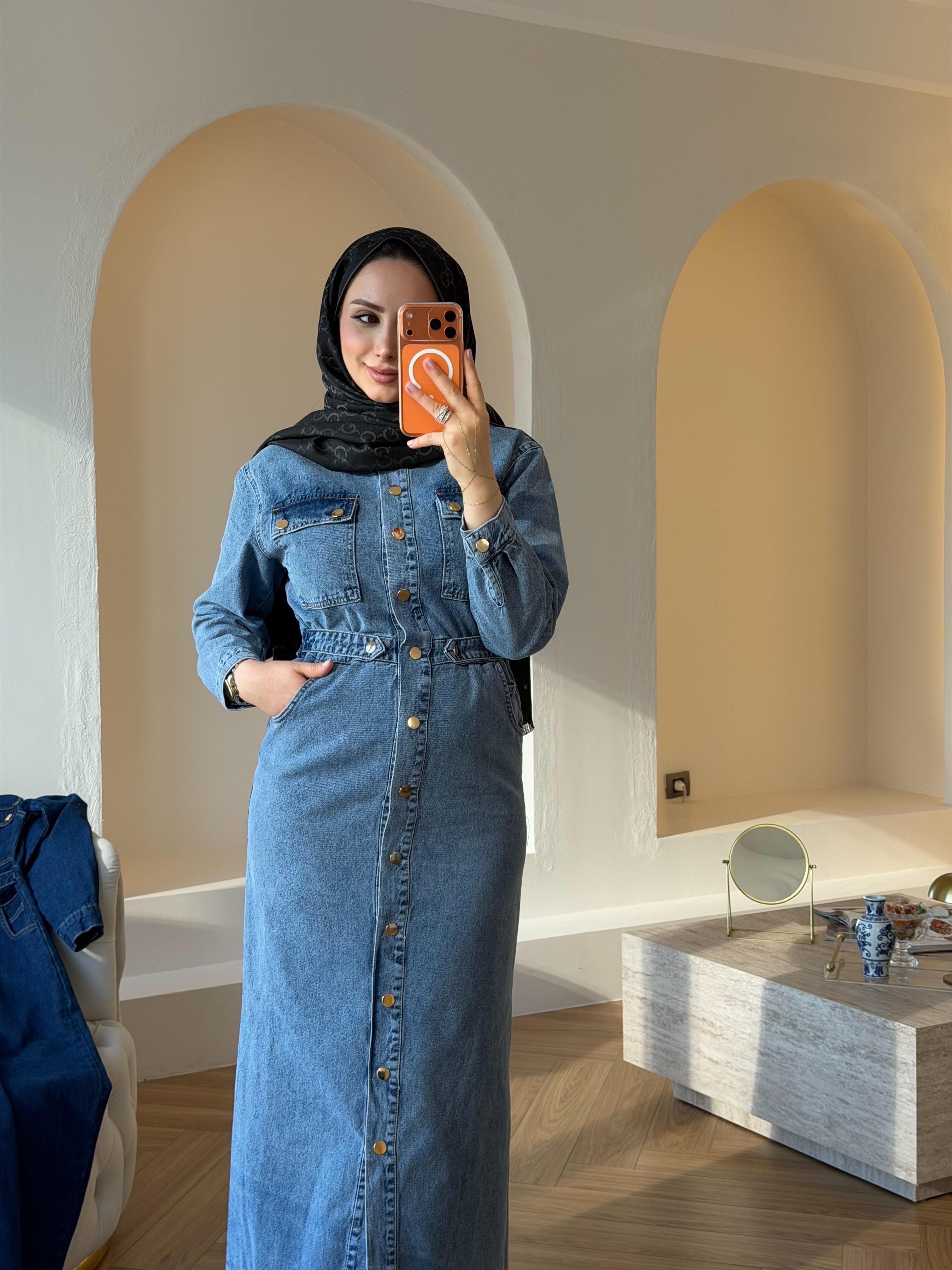 VALOR DENIM ELBİSE BUZ MAVİ