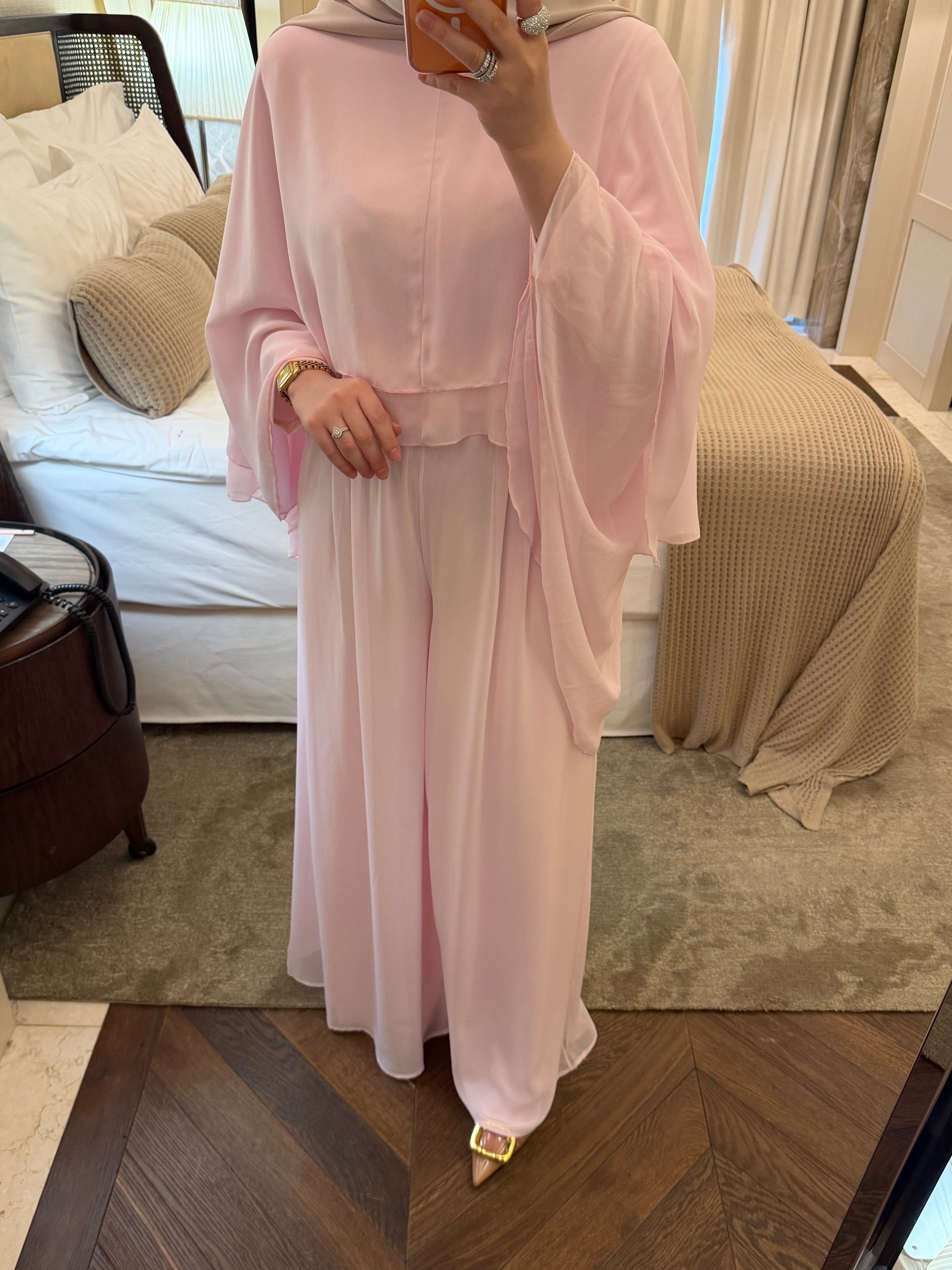 VİSTA PREMIUM ŞİFON TAKIM SOFT PEMBE 