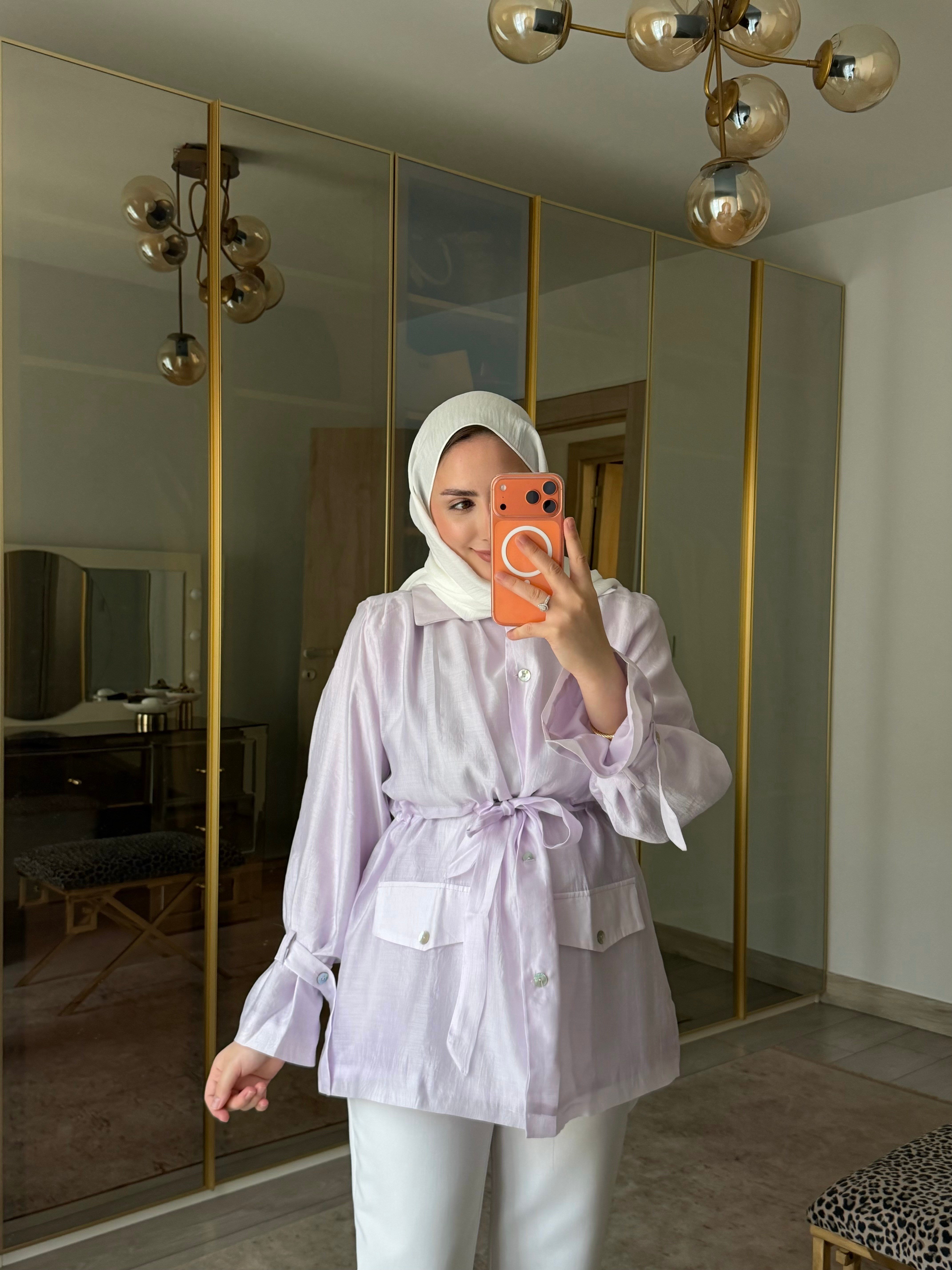 YEZDA BEL BÜZGÜLÜ YAZLIK CEKET LİLA