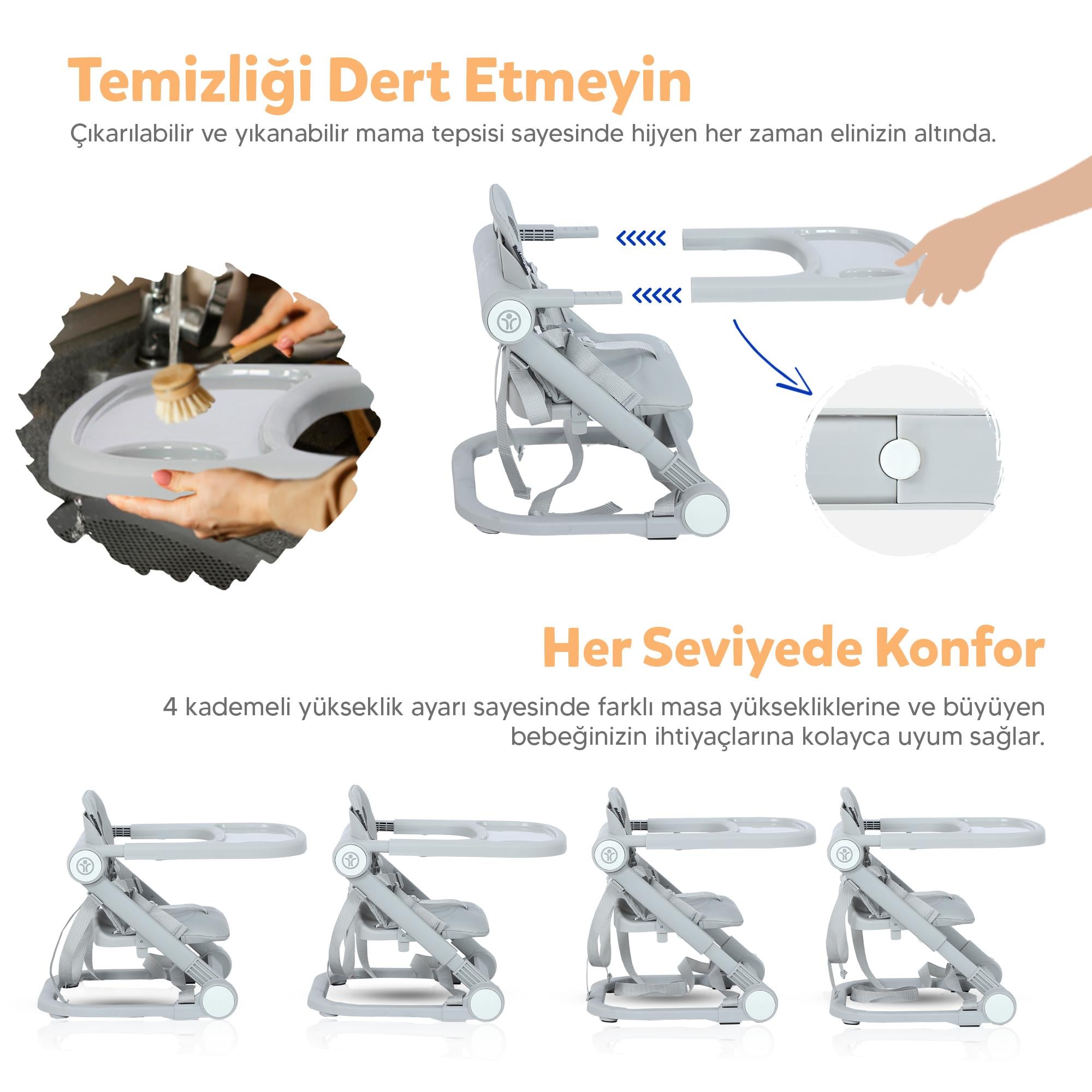 Huggy Cookie Portatif Mama Sandalyesi | Katlanabilir, Taşınabilir