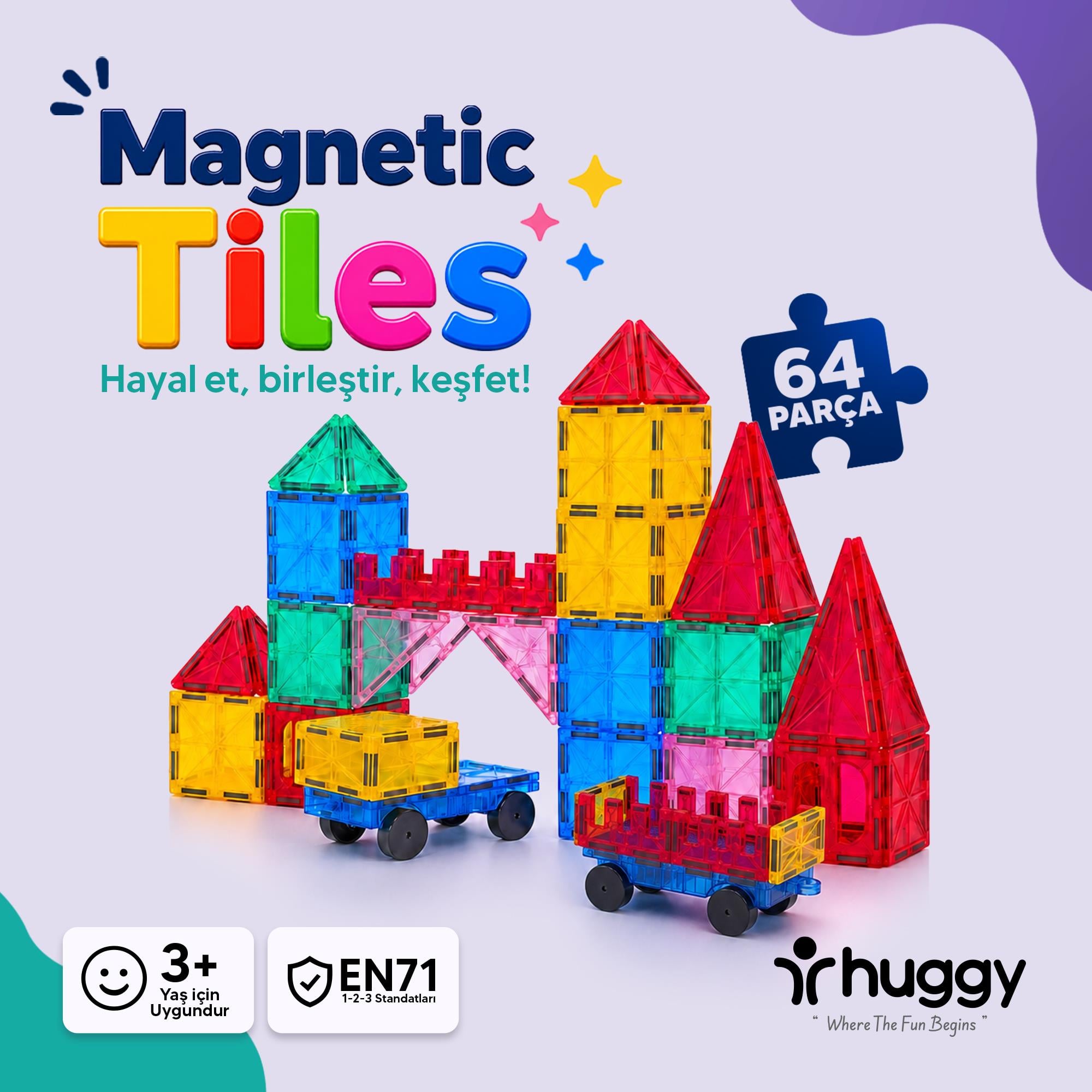 Manyetik Puzzle 64 Parça Yapı Blokları
