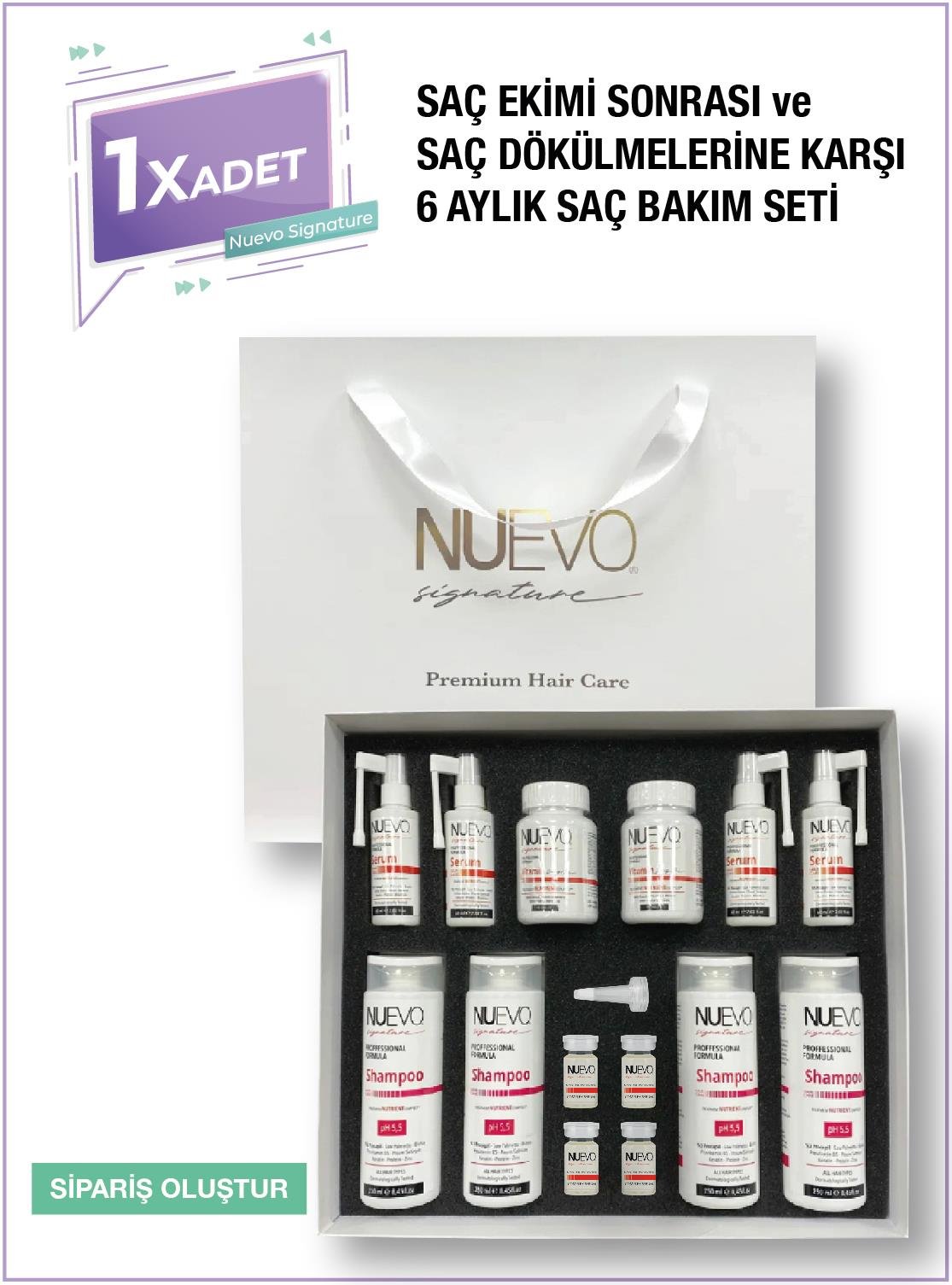 Nuevo Signature Saç Dökülmelerine Karşı ve Saç Ekimi Sonrası 6 aylık Bakım Seti