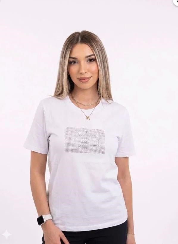 C  Kare Taş Oversize Tişört Beyaz