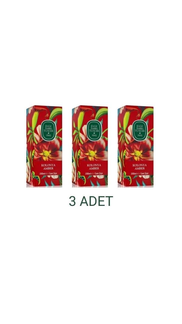 Eyüp Sabri Tuncer Amber Kolonyası Cam Şişe - 200 ml x 3 Adet