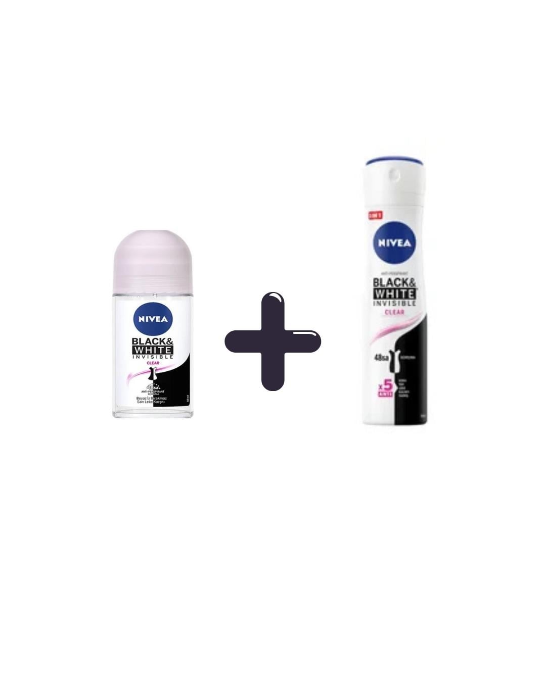 Nivea Black & Whıte Invısıble Clear Kadın Roll On Deodorant 50 Ml + Sprey Deodorant 150 Ml