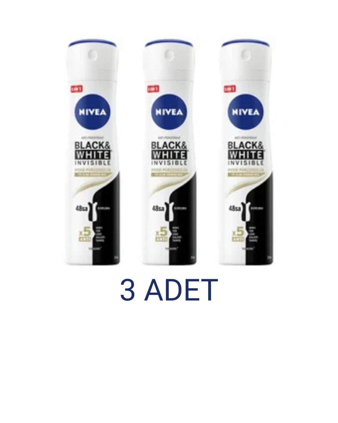Nivea Black & White Invisible İpeksi Pürüzsüzlük Kadın Sprey Deodorant 150 Ml x 3 Adet