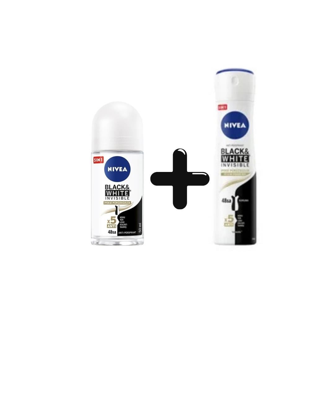 Nivea Black&White Invisible İpeksi Pürüzsüzlük Kadın Roll On Deodorant 50 Ml+Sprey Deodorant 150 Ml