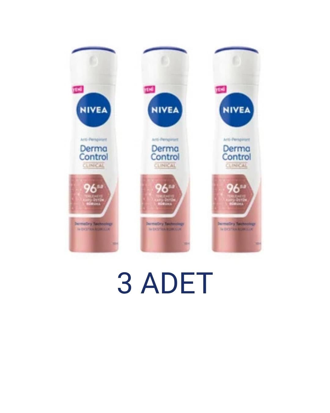 Nivea Derma Control Clinical Sprey Deodorant Kadın 150 Ml x 3 Adet