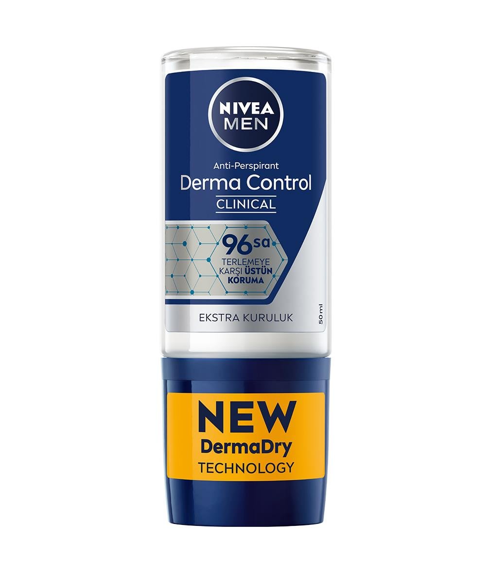 NIVEA Men - Erkek Deodorant - Derma Control Clinical Erkek Roll On Deodorant 50 ML - Besleyici C Vitaminli İçeriği ile 96 Saate Kadar Koruma Sağlar