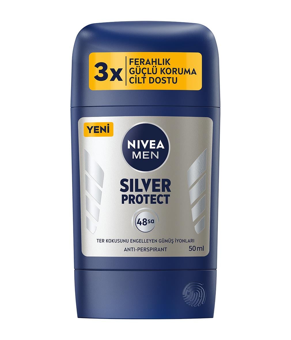NIVEA Men - Erkek Deodorant  - Silver Protection Stick Erkek Deodorant 50 ML - Ter Kokusuna Karşı 48 Saate Kadar Etkili