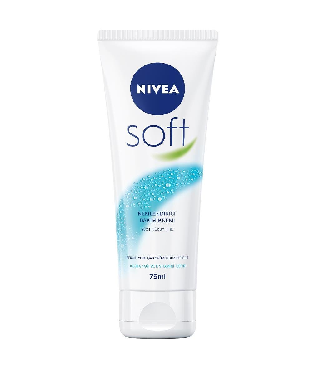 NIVEA SOFT  - Bakım Kremi - Soft CARE Nemlendirici Etkili El ve Vücut Bakım Kremi - Jojoba Yağı ve E Vitamini İçeriği - 75 ML