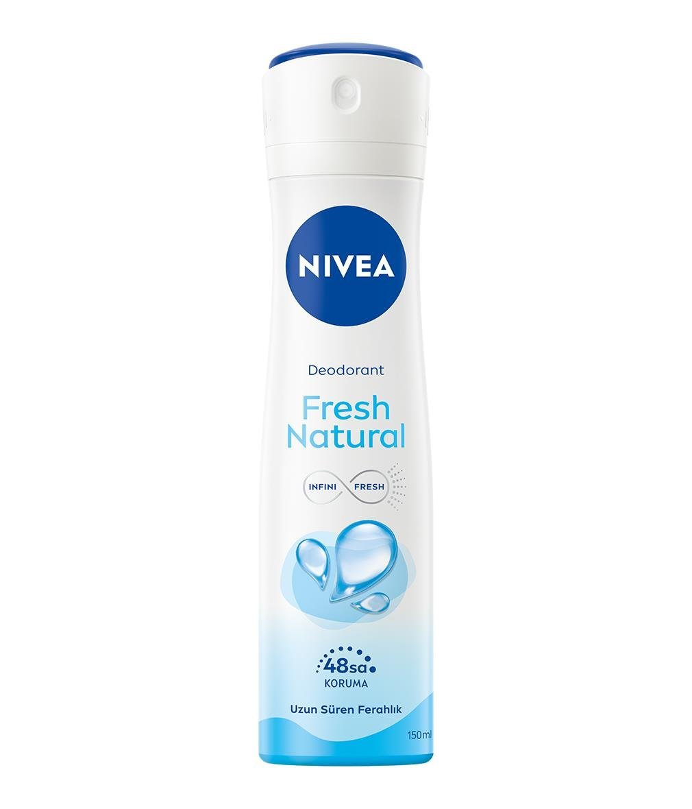 NIVEA Women - Kadın Deodorant - Fresh Natural Kadın Sprey Deodorant 150 ML - Ferah Kalıcı 48 Saat Süreli Anti - Perspirant Etki - 