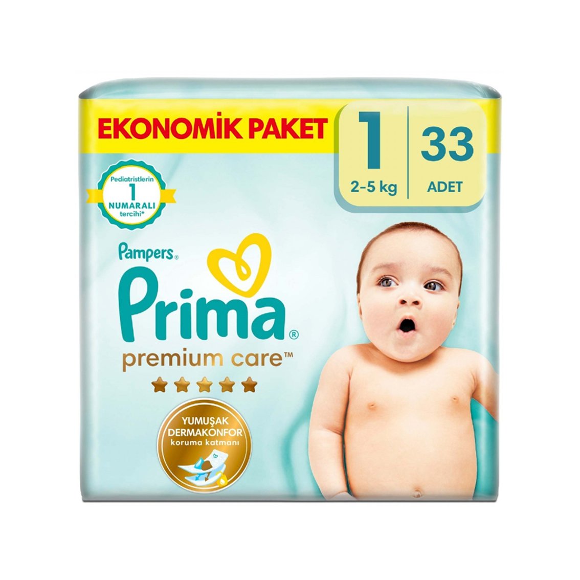 Premium Care 1 Beden 33 Adet Yenidogan İkiz Paket Bebek Bezi 