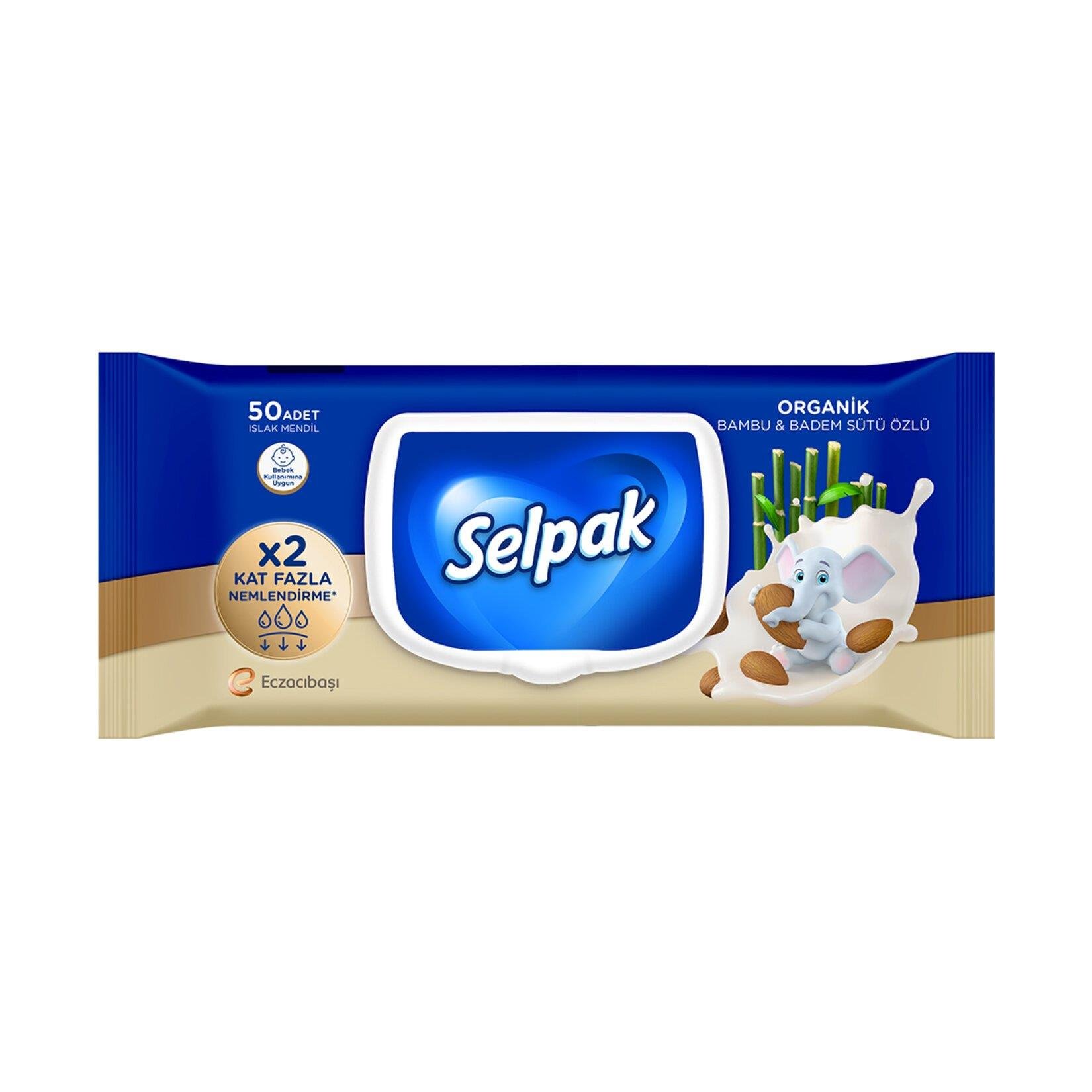 Selpak Organik Bambu & Badem Sütlü Islak Mendil 50'Li